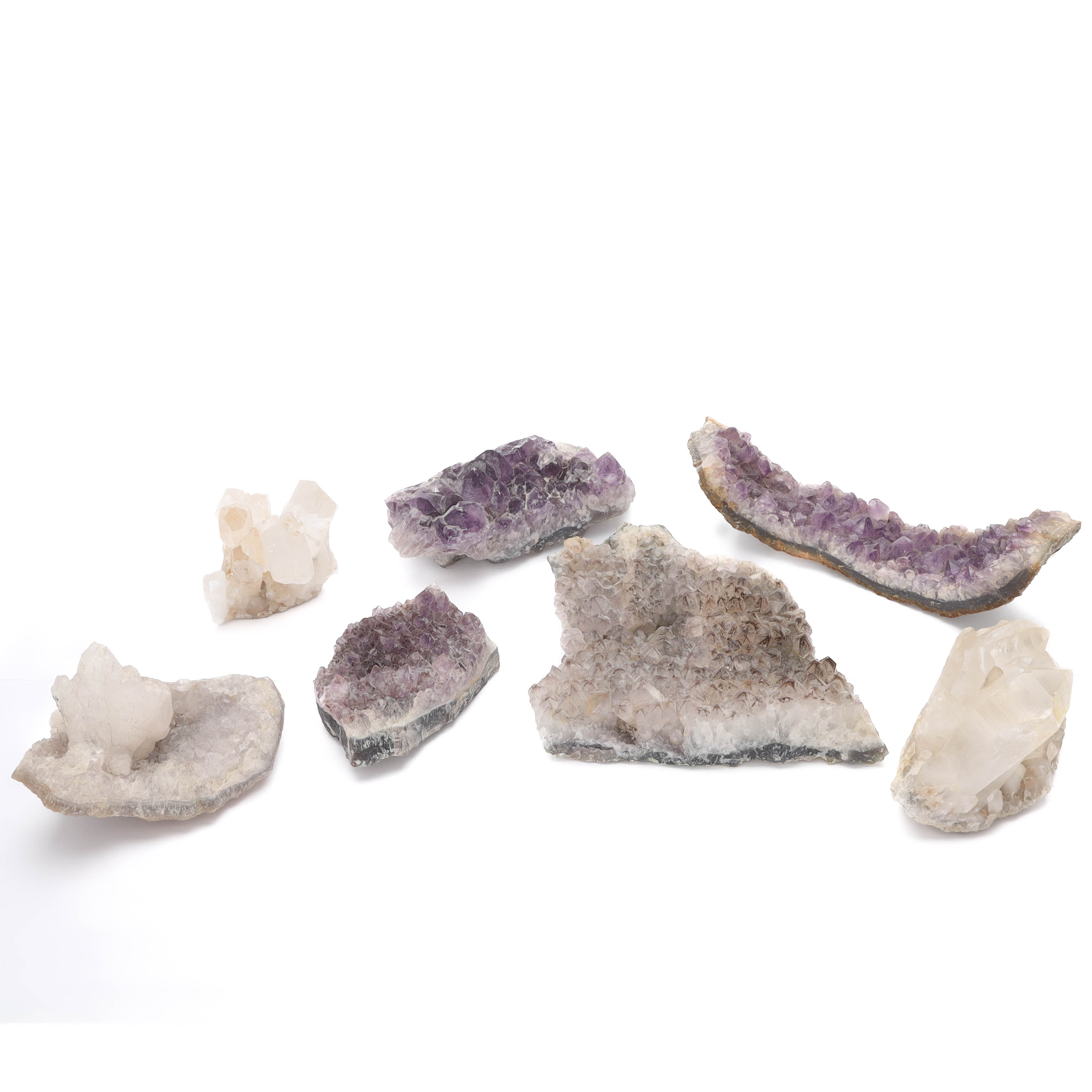 BERGKRISALL samt AMETIST, 7 st, kluster, Sydamerika.