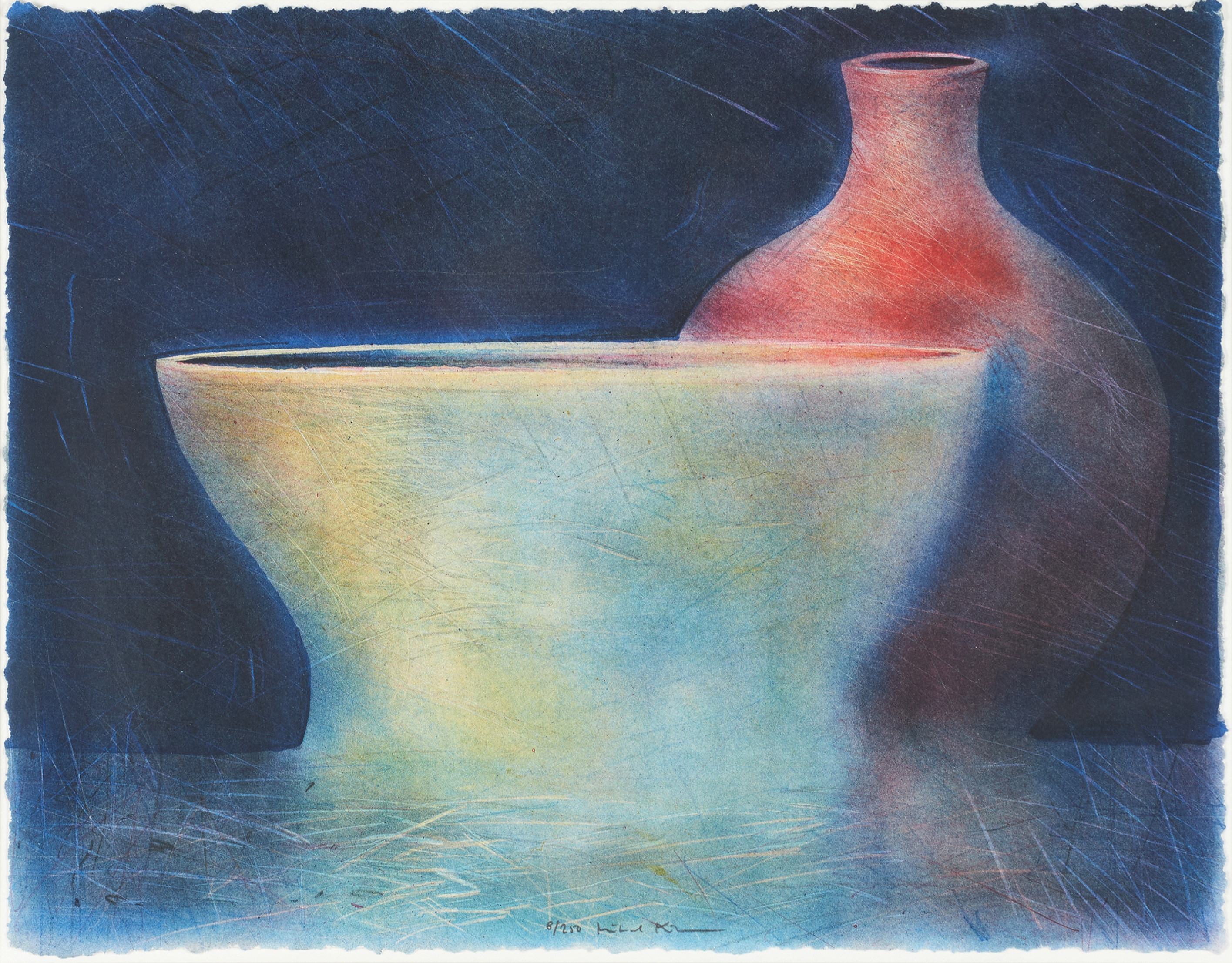 MICHAEL KIHLMAN (född 1953 i Uppsala), Stilleben med skål och vas, signerad och numrerad 8/250, färglitografi.