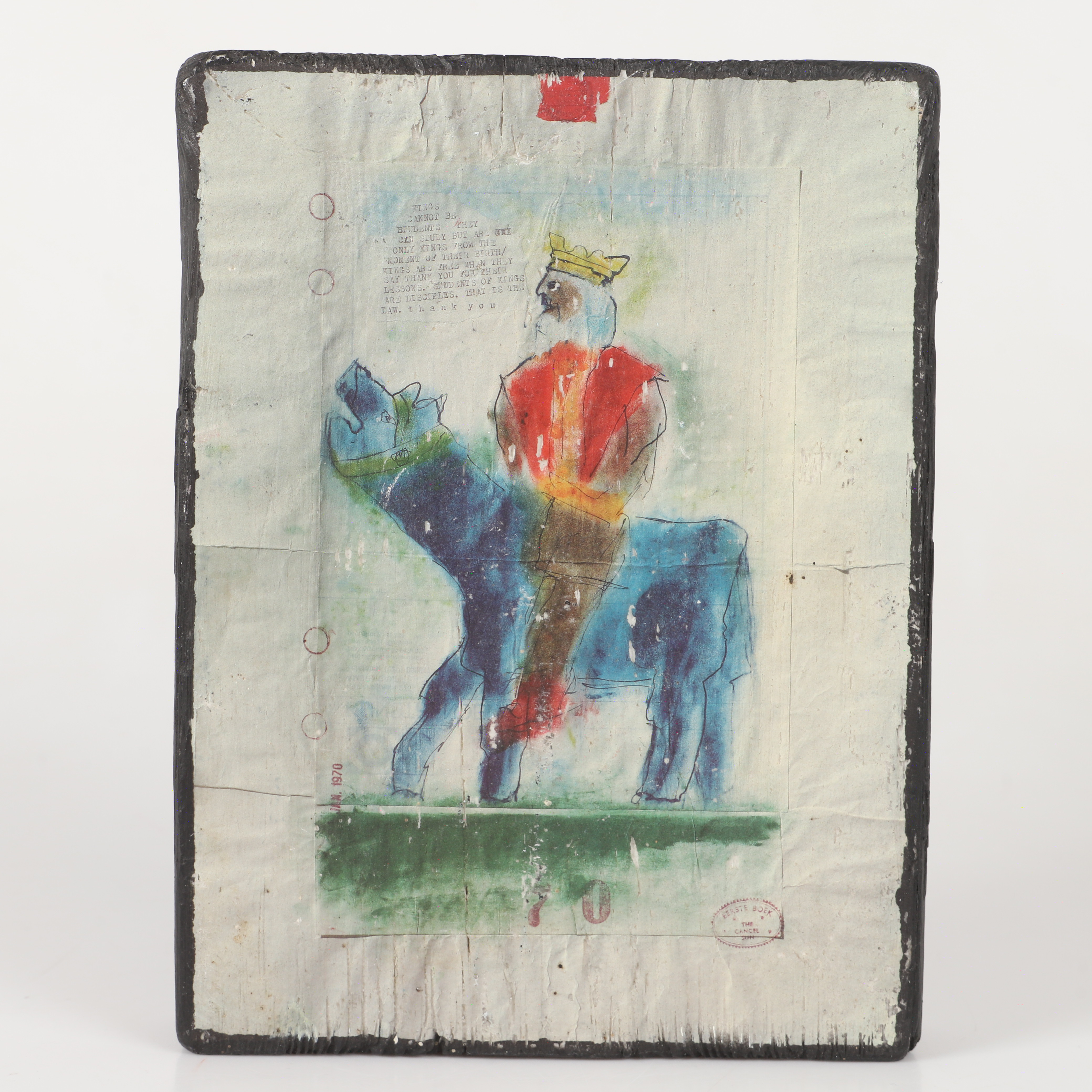 VIKTOR IV. Kung till häst, blandteknik på konstmassa, osignerad.