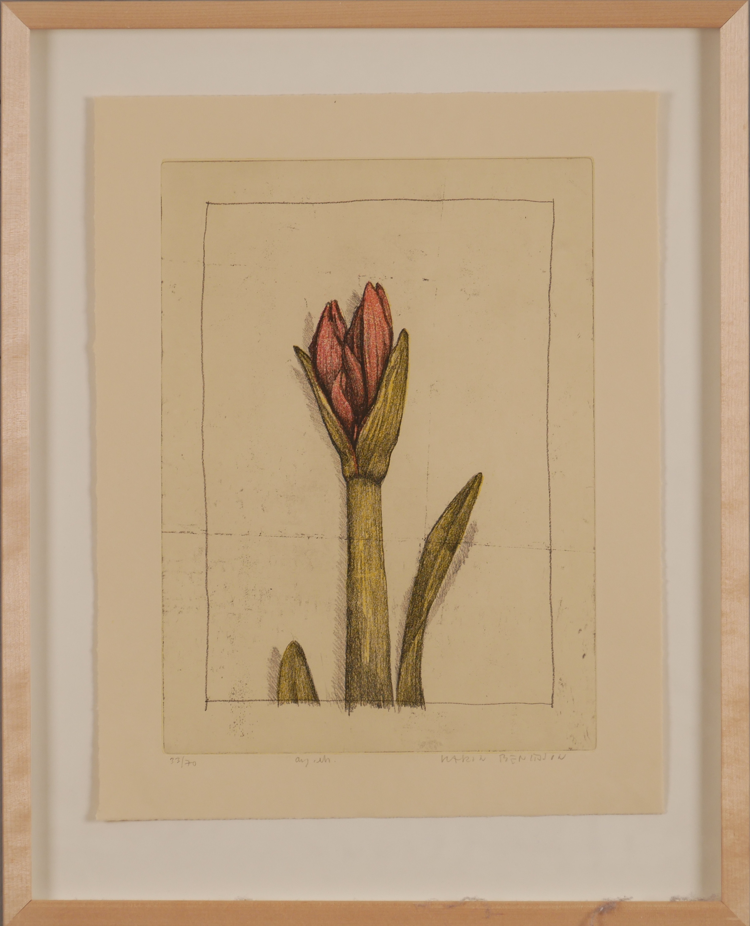 KARIN BENGTSSON. "Amaryllis", färgetsning, signerad Karin Bengtsson.