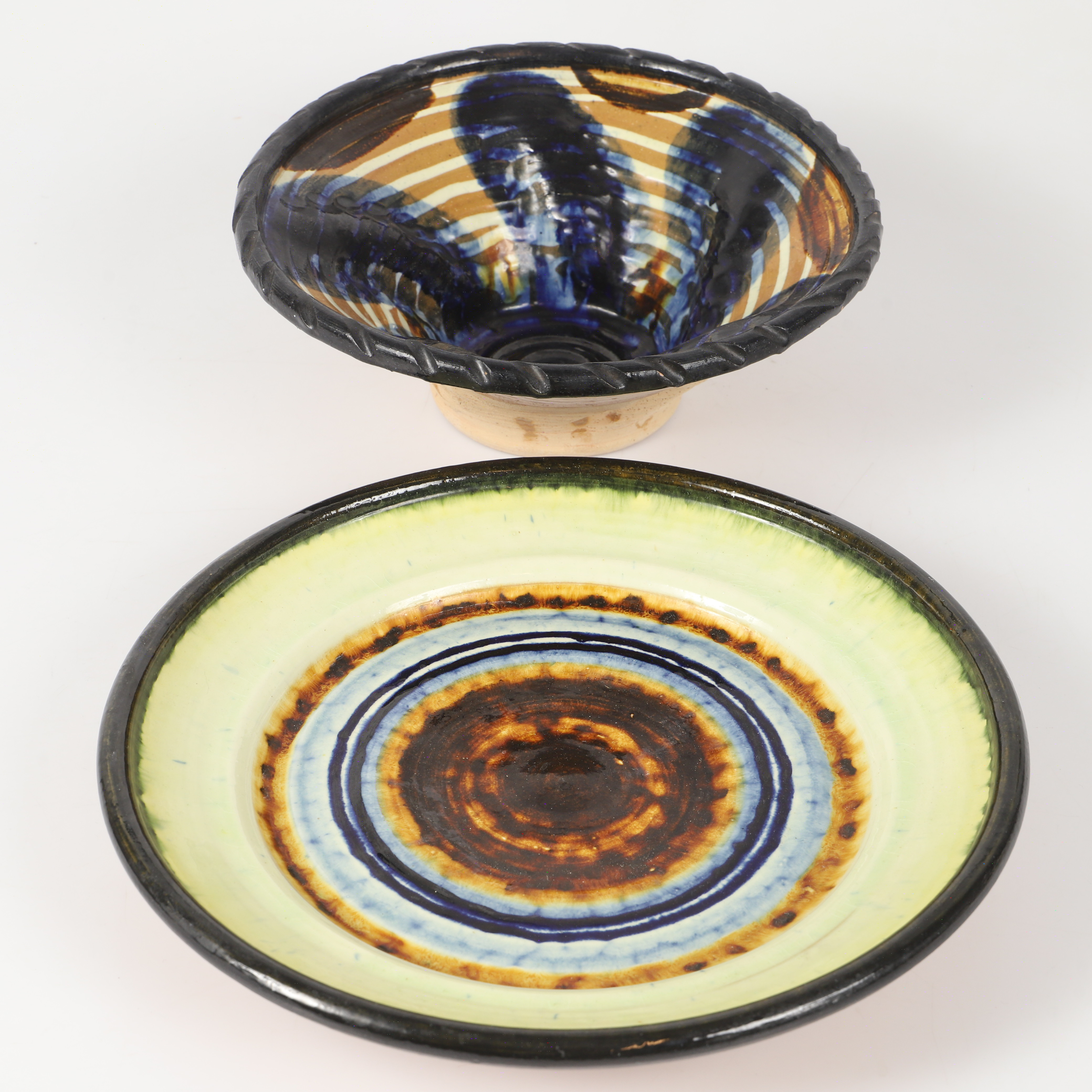 ANETTE DANIELSSON-DAHLGREN. Skål samt fat, glaserad keramik, signerade.