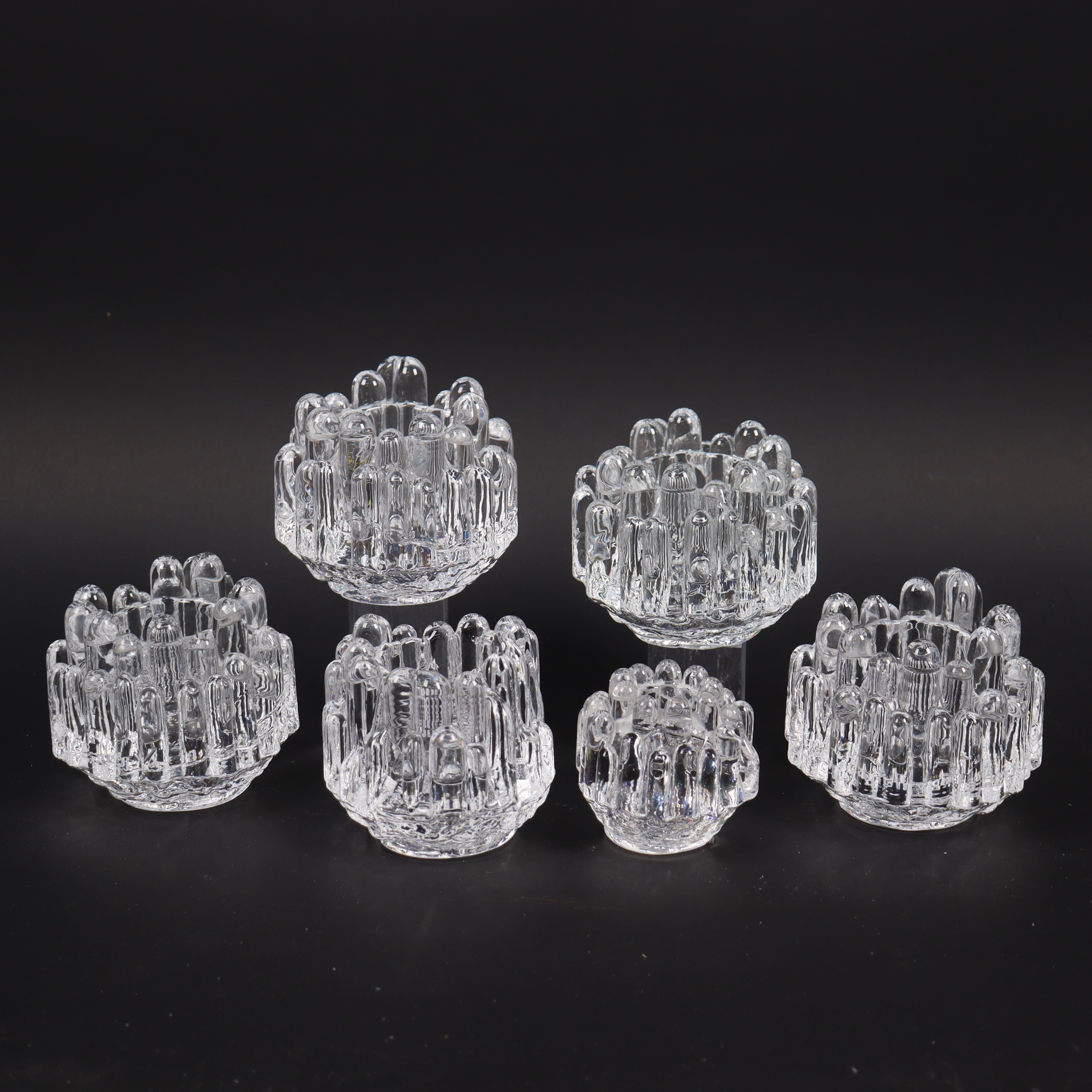 GÖRAN WÄRFF. "Polar", Kosta Boda, ljuslyktor i glas, 6 st.