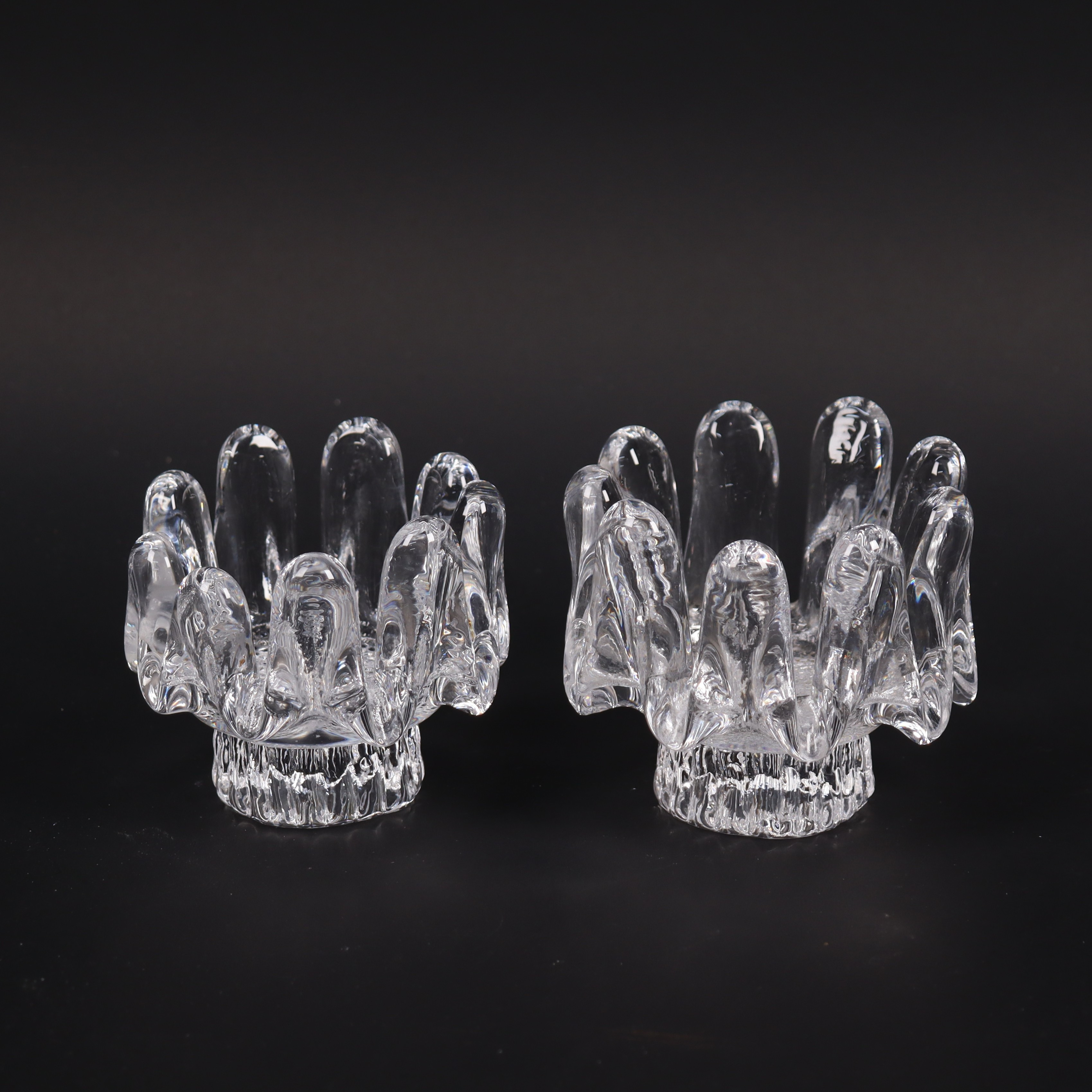 GÖRAN WÄRFF. "Sunflower", Kosta Boda, ljuslyktor i glas, 2 st.