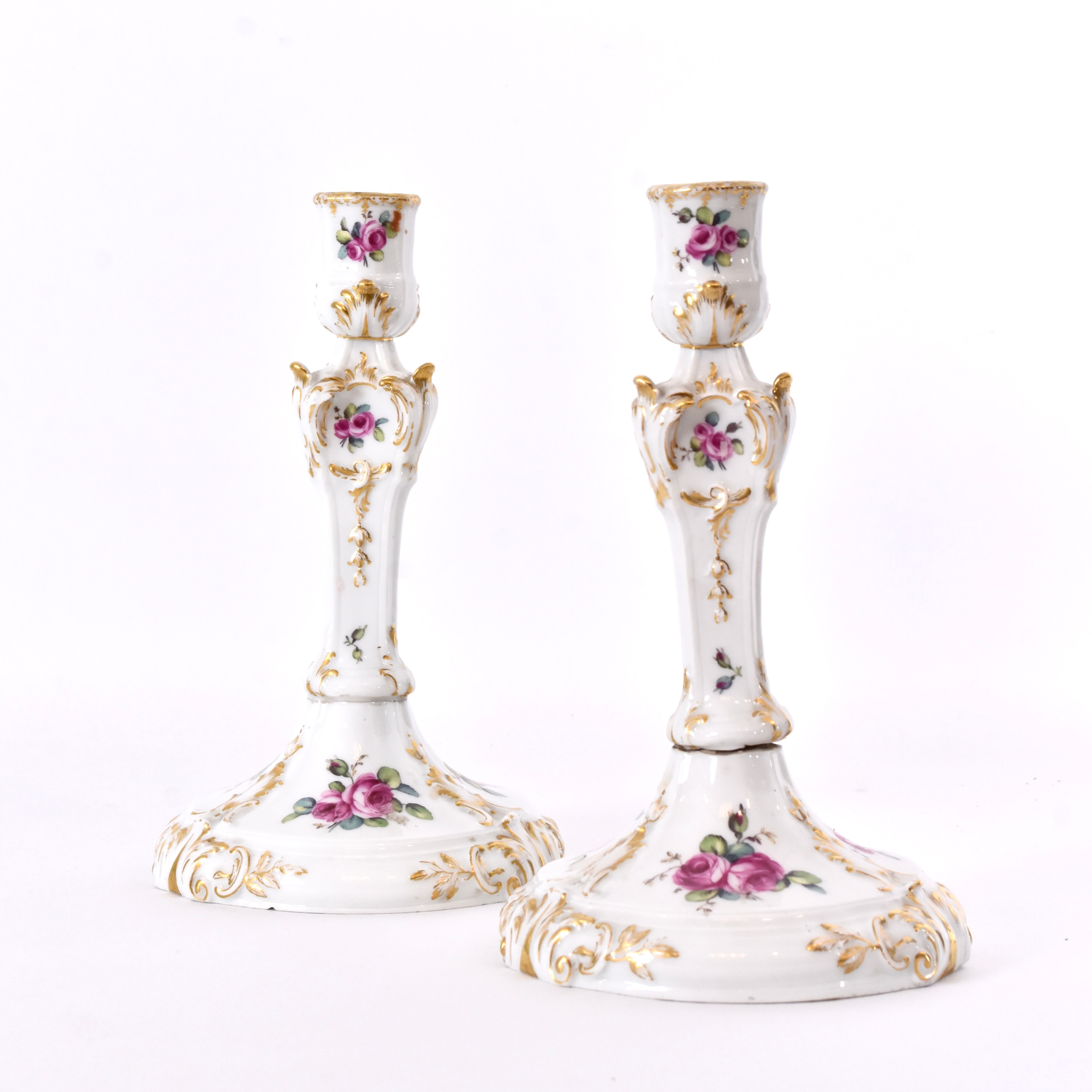 LJUSSTAKAR, 1 par, porslin, KPM (Königliches und Kaiserliches Porzellanmanufaktur, Berlin).