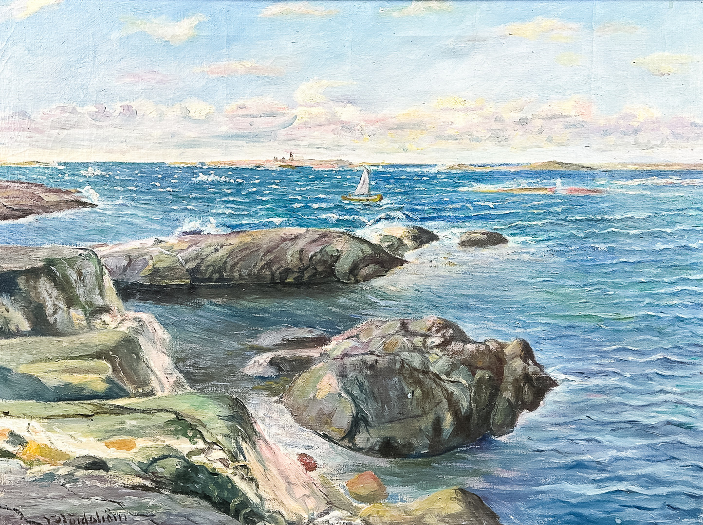 Oidentifierad konstnär, OLJA PÅ DUK, Kustmotiv, Signerad.