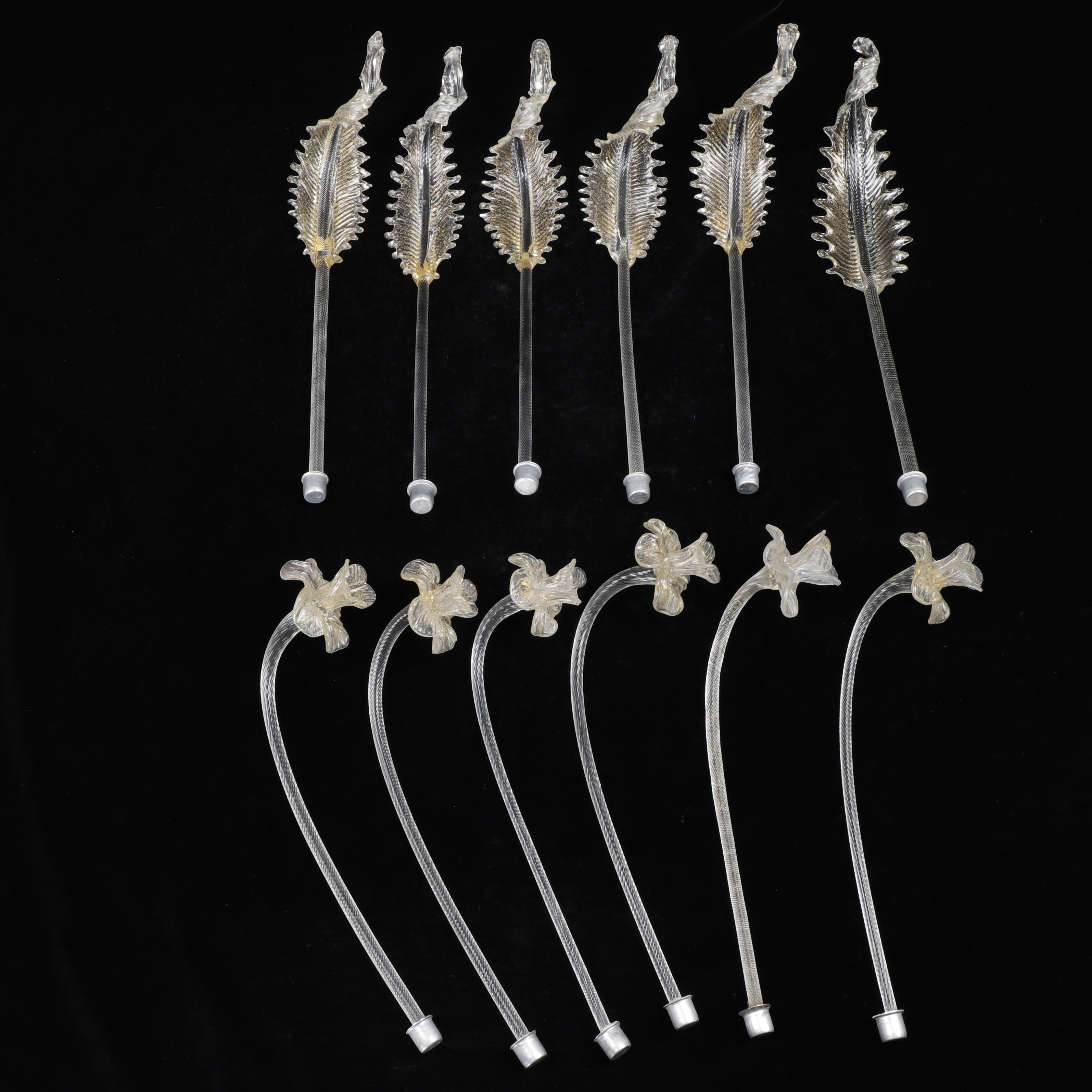 TAKLAMPSDELAR, 12 st, till venetiansk ljuskrona, glas, Orrefors.