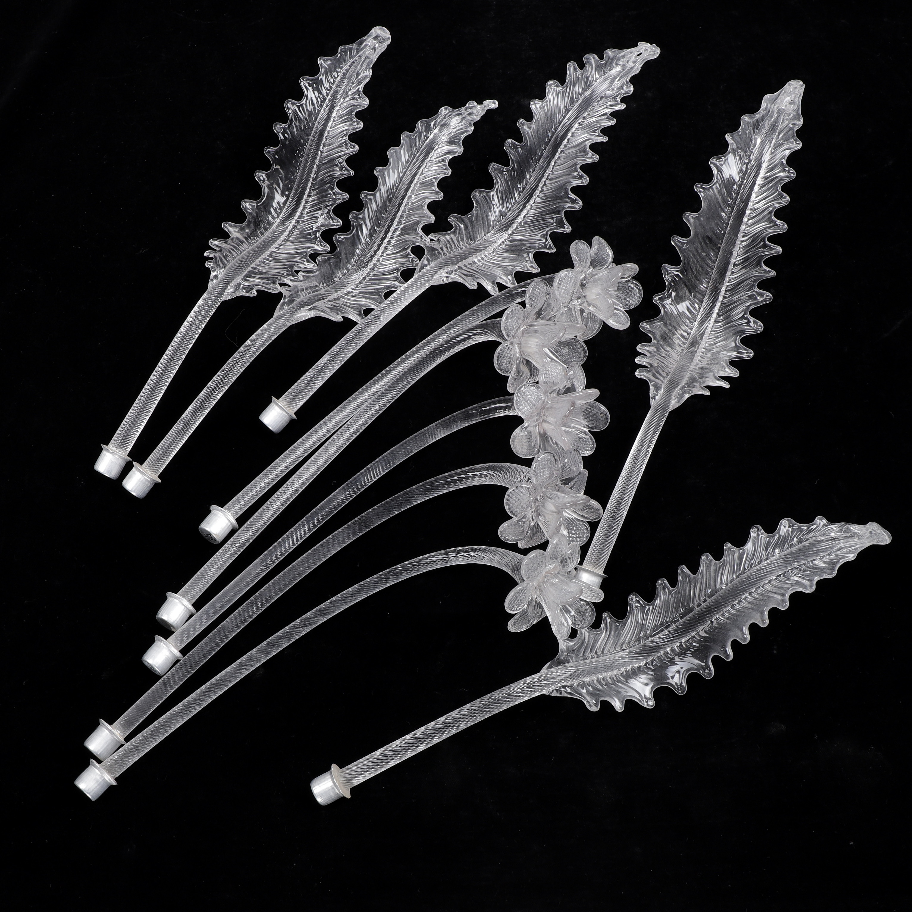 TAKLAMPSDELAR, 10 st, till venetiansk ljuskrona, glas, Orrefors.