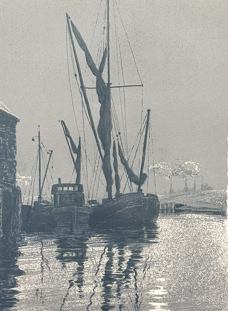 ROLAND SVENSSON. LITOGRAFI, Hamnmotiv, Signerad och numrerad 257/310.