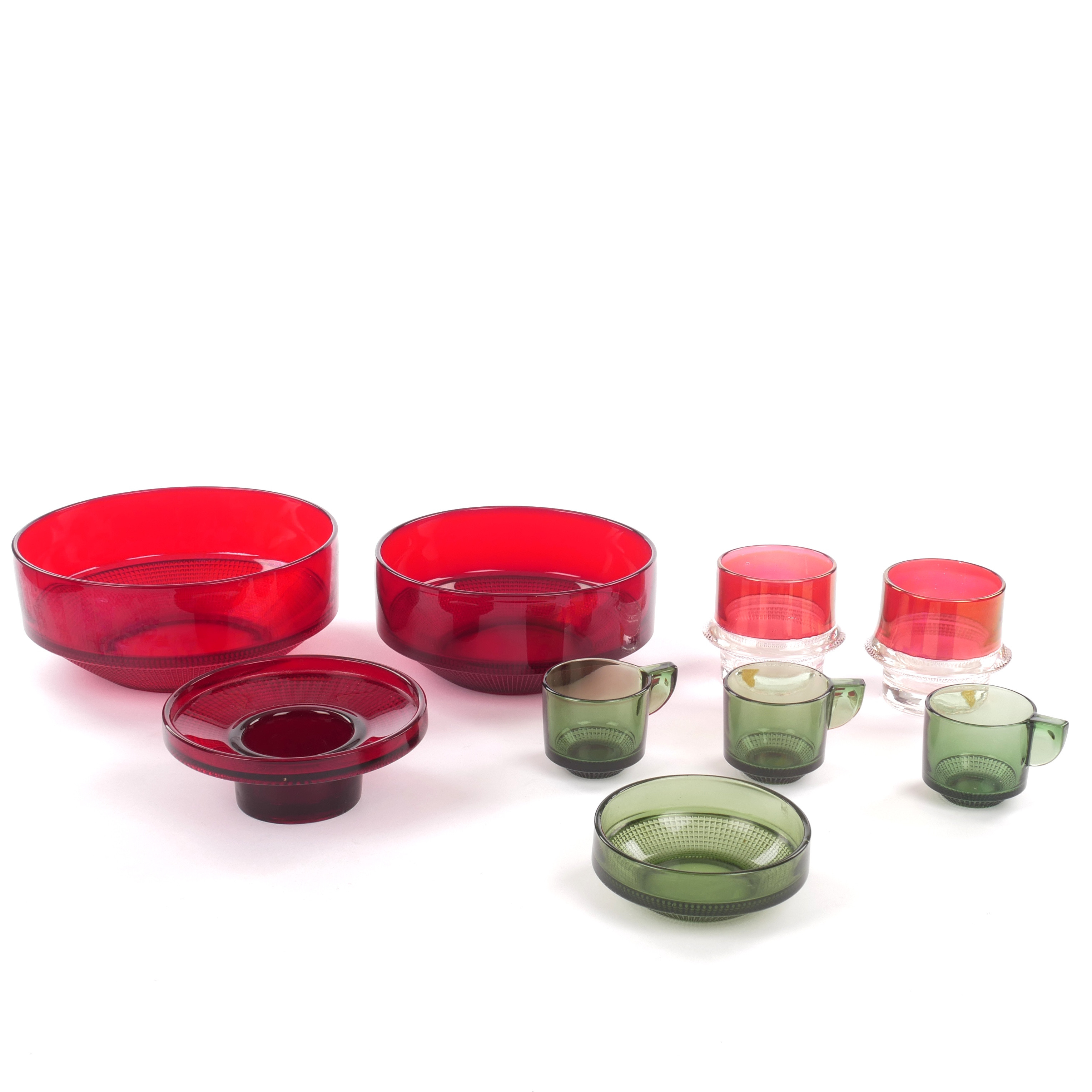 KJELL BLOMBERG. Servisdelar, 9 st, "Vineta", pressglas, Gullaskruf, 1960-tal.