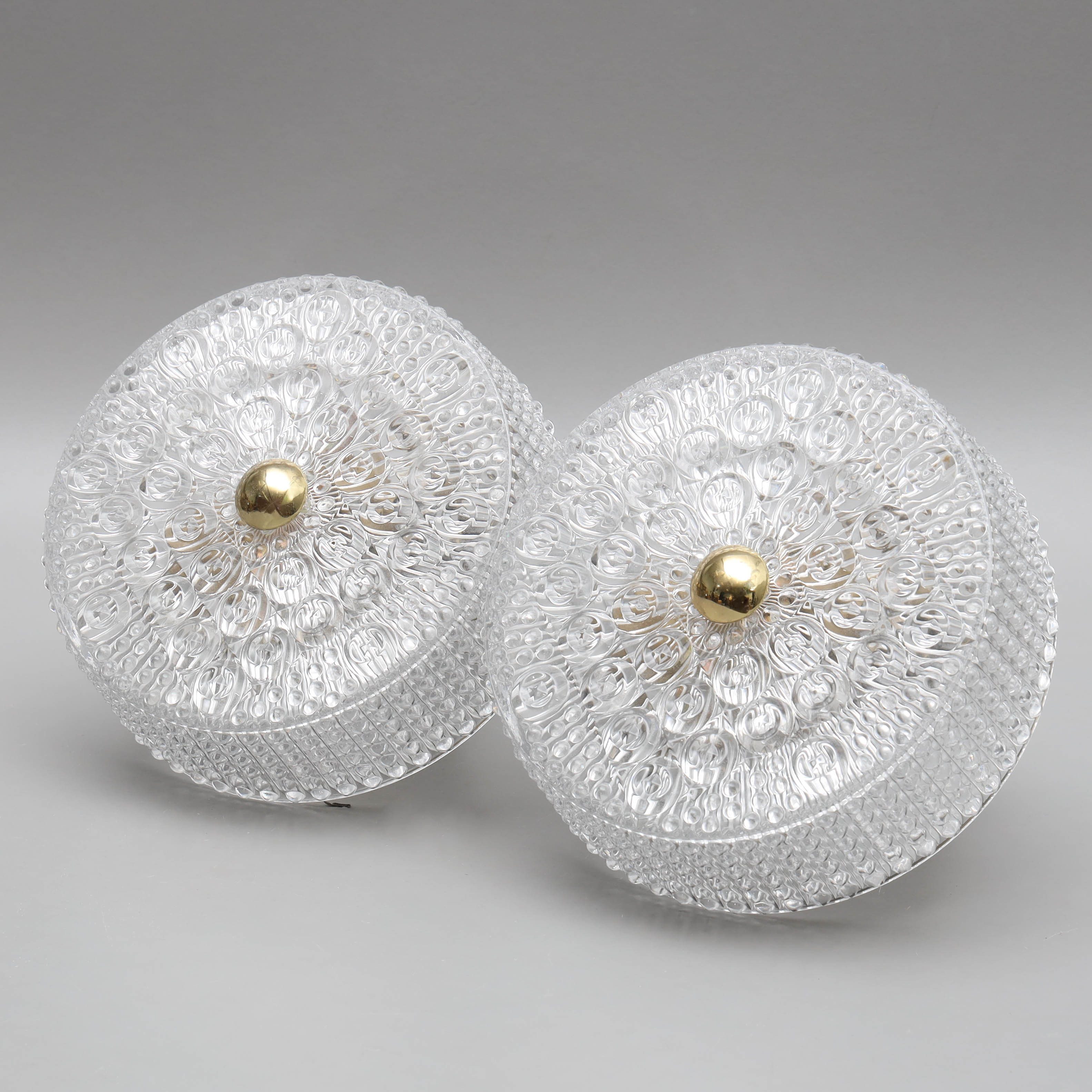 TAKPLAFONDER, ett par, glas och mässing, Ståks armatur Ab.