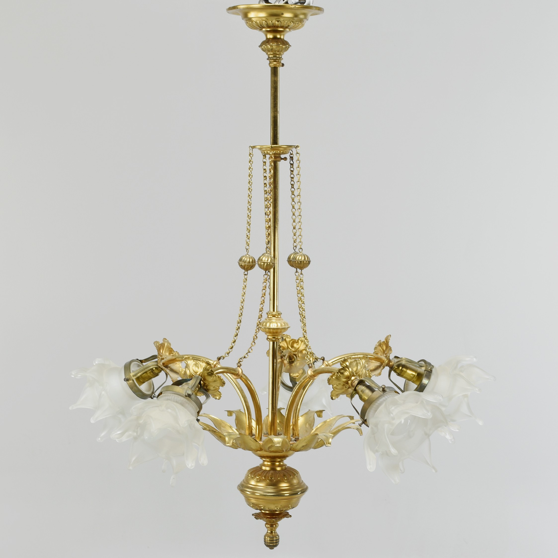 TAKLAMPA, Glas och mässing, 1900-tal.