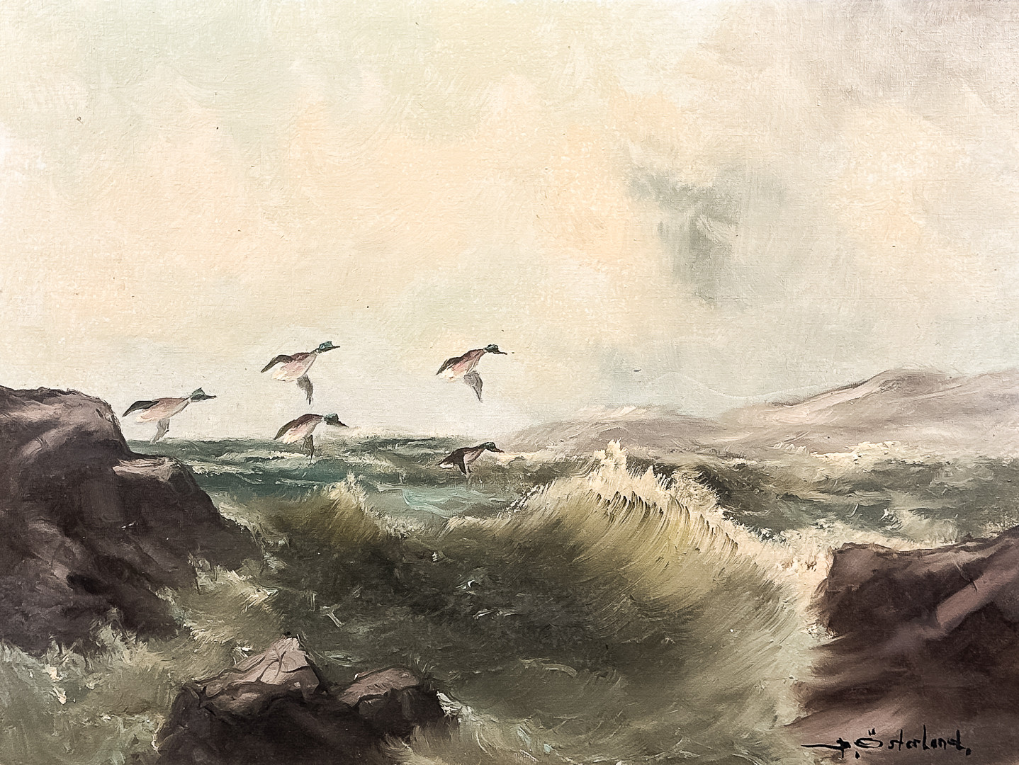 BERT ÖSTERLUND. Olja på duk, Havsmotiv, Signerad.