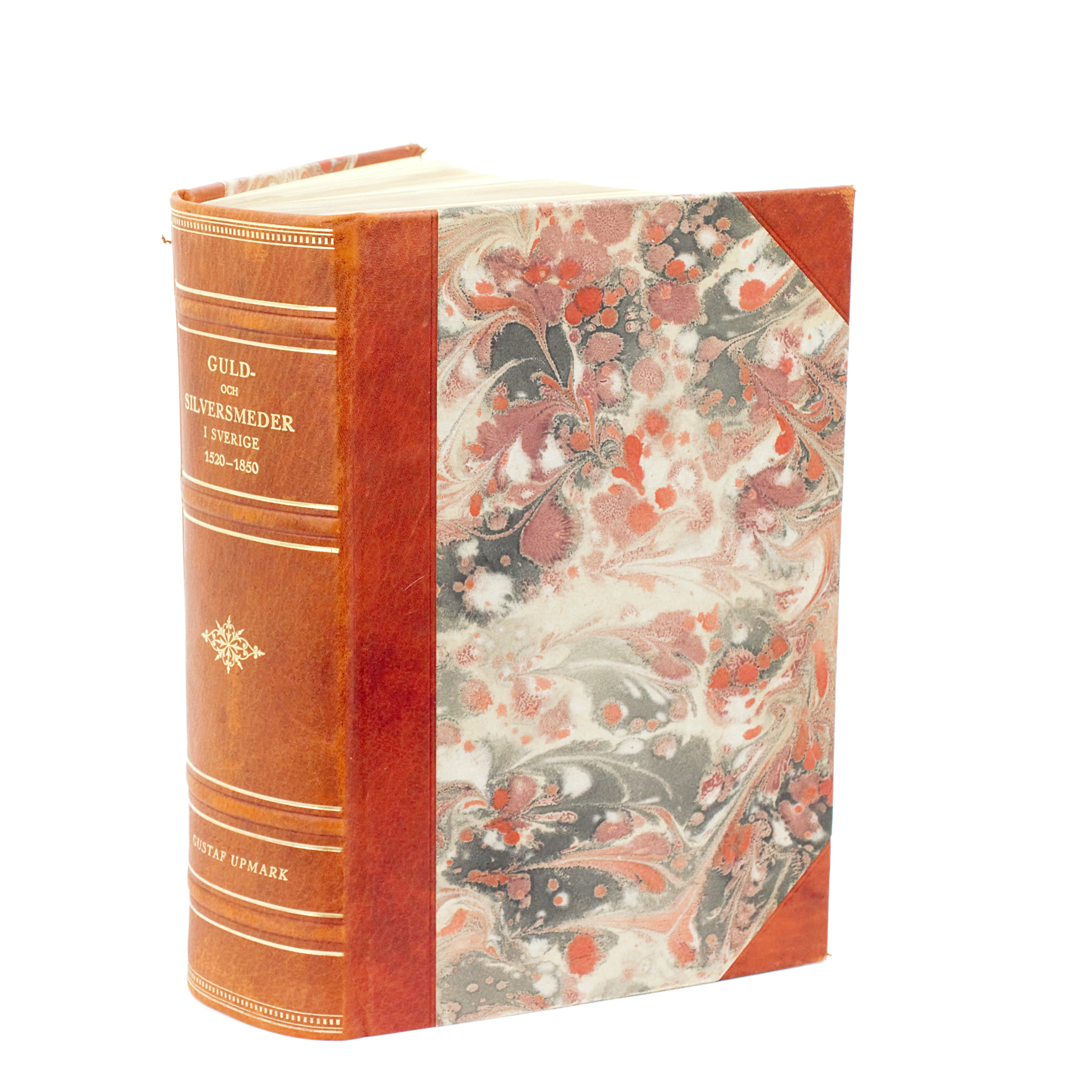 GUSTAF UPMARK. Bok, "Guld och silversmeder i Sverige, 1520-1850", halvfranskt band, Bonniers, 1943.
