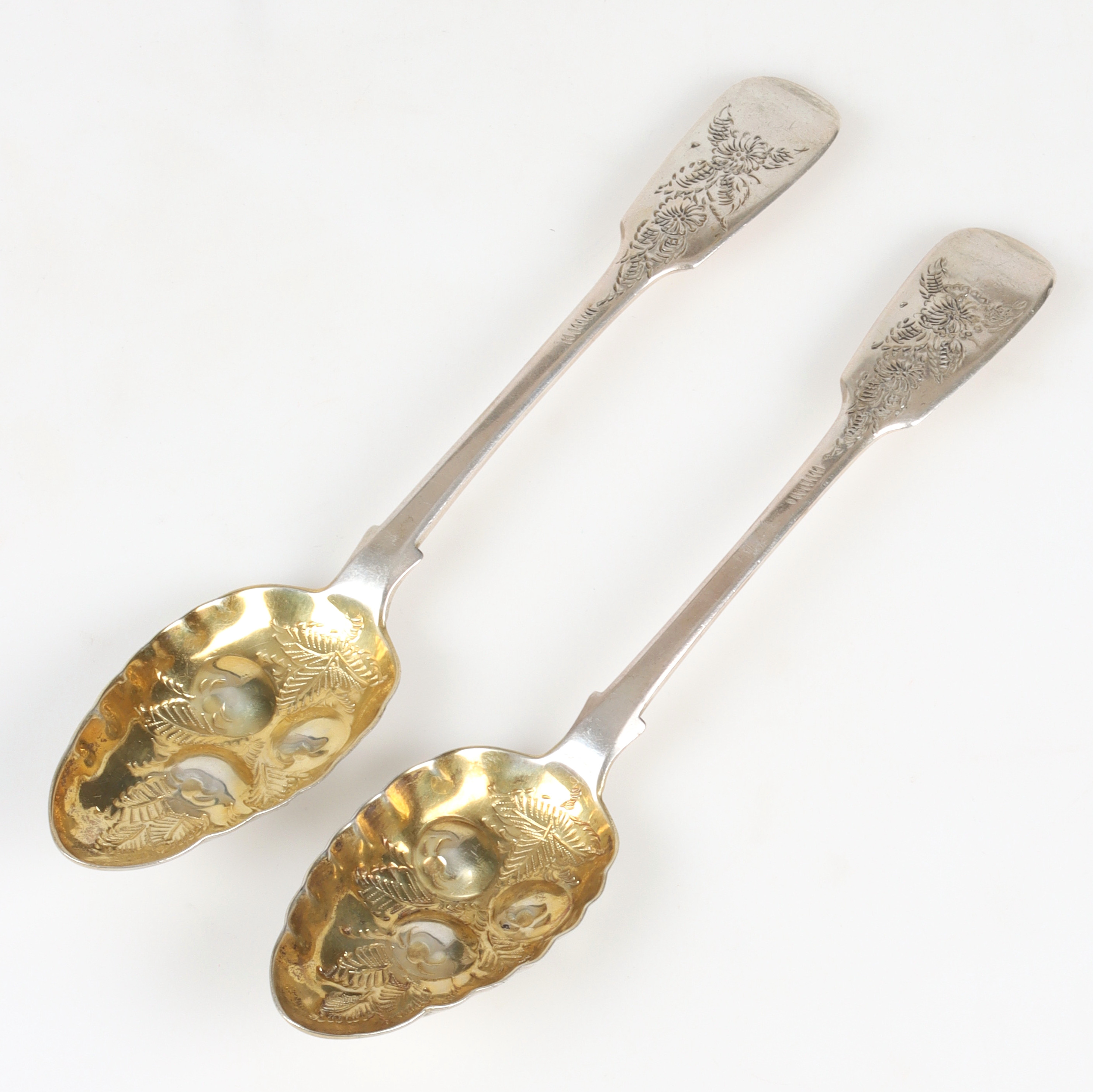 FRUKTSKEDAR, 2 st, silver, England, 1800-tal.