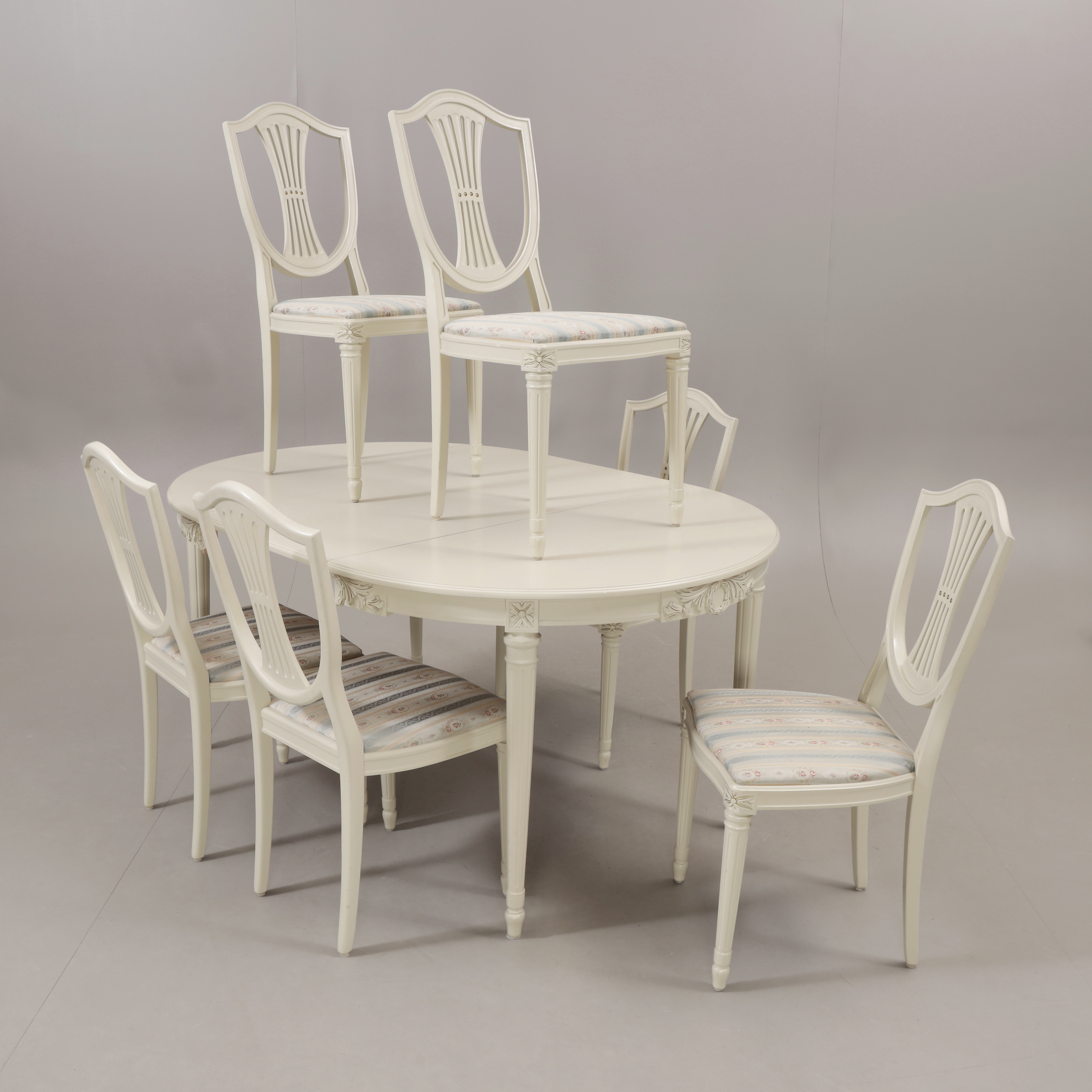 MATSALSMÖBEL, 7 delar, gustaviansk stil, 1900-talets mitt.