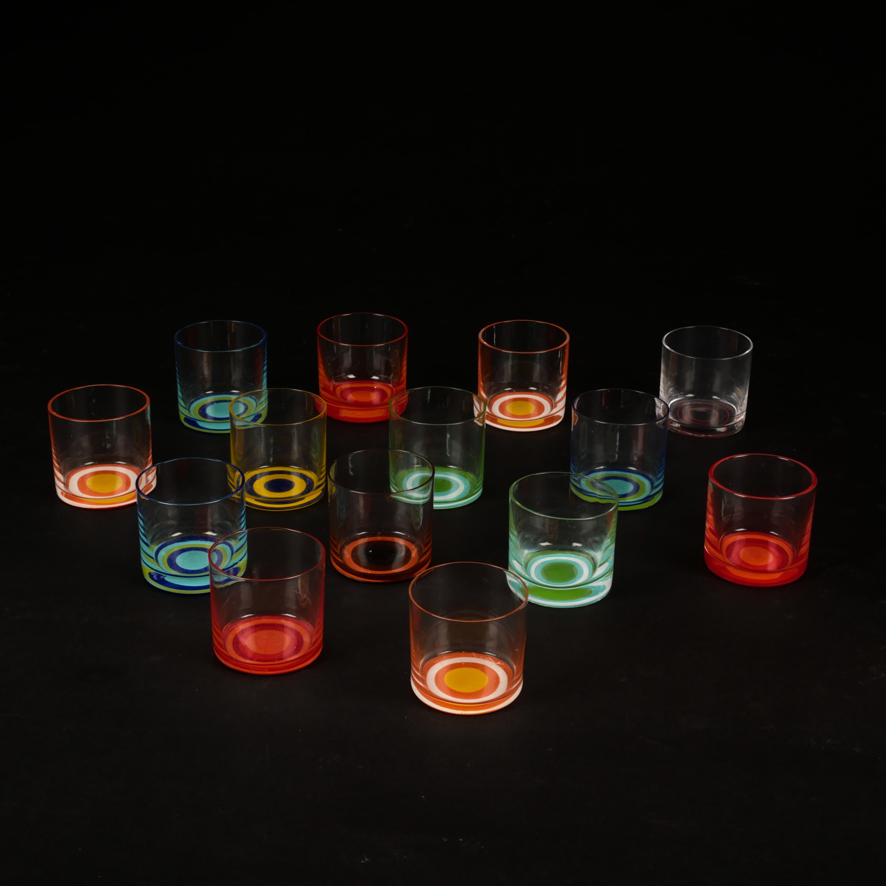 CATTI ÅSÉLIUS LIDBECK. Glas, 14 st, "Mitt i Prick", 1960-tal.