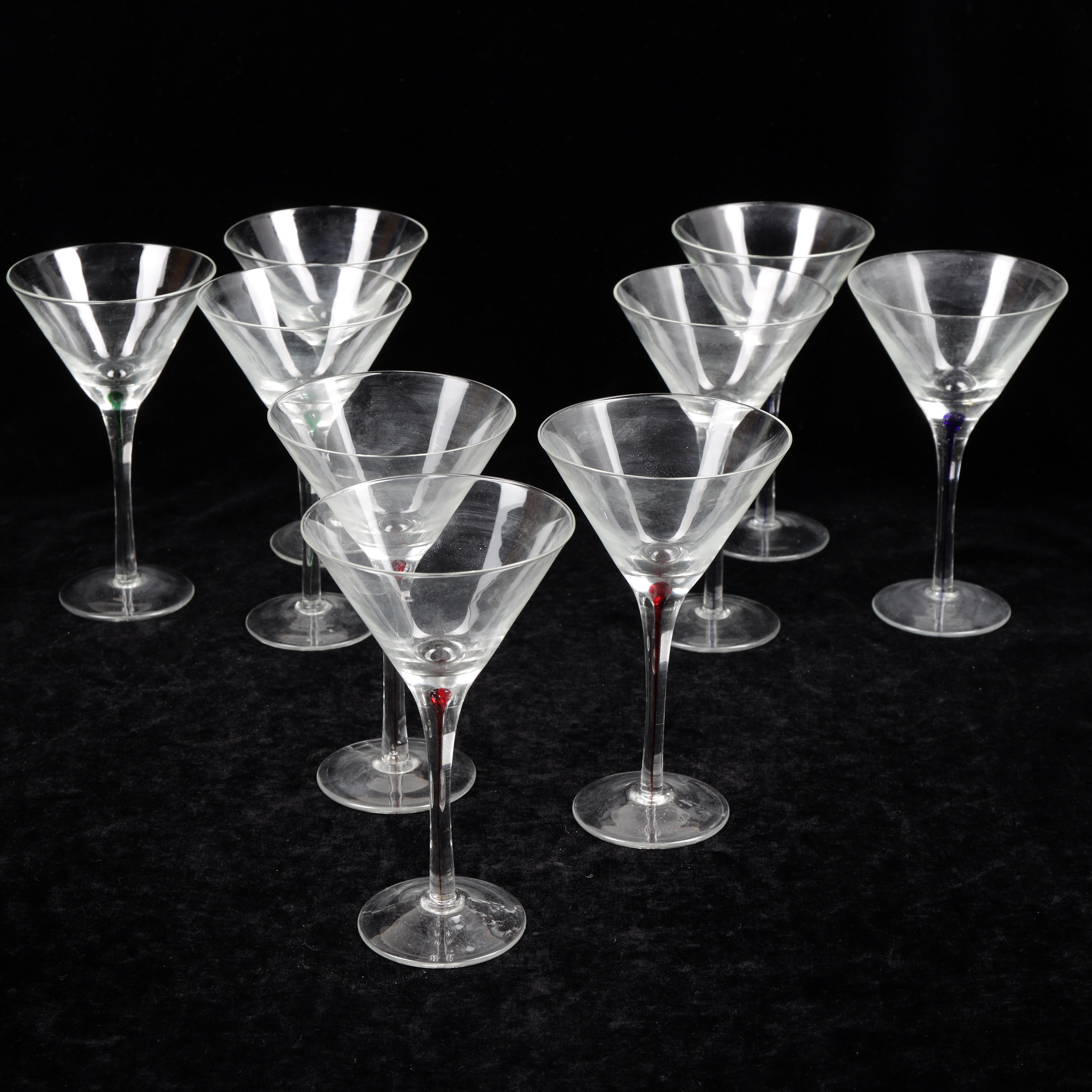 ERIKA LAGERBIELKE. Martiniglas, 9 st, "Intermezzo", Orrefors, 1900-talets andra hälft.