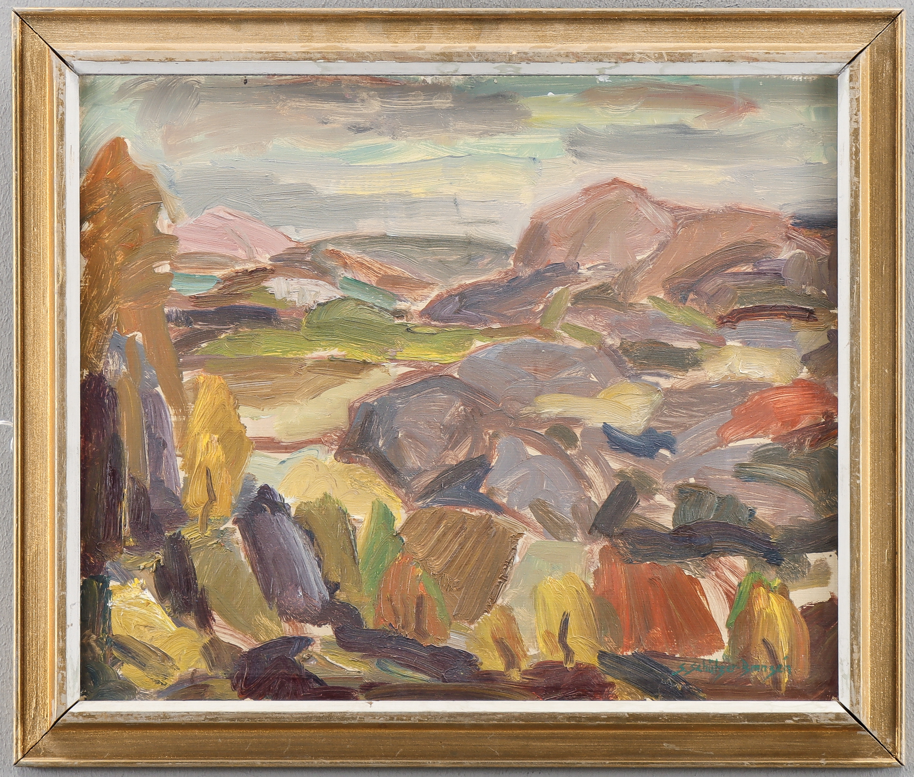 SVEN SCHÜTZER-BRANZÉN. Olja på pannå, sognerad.