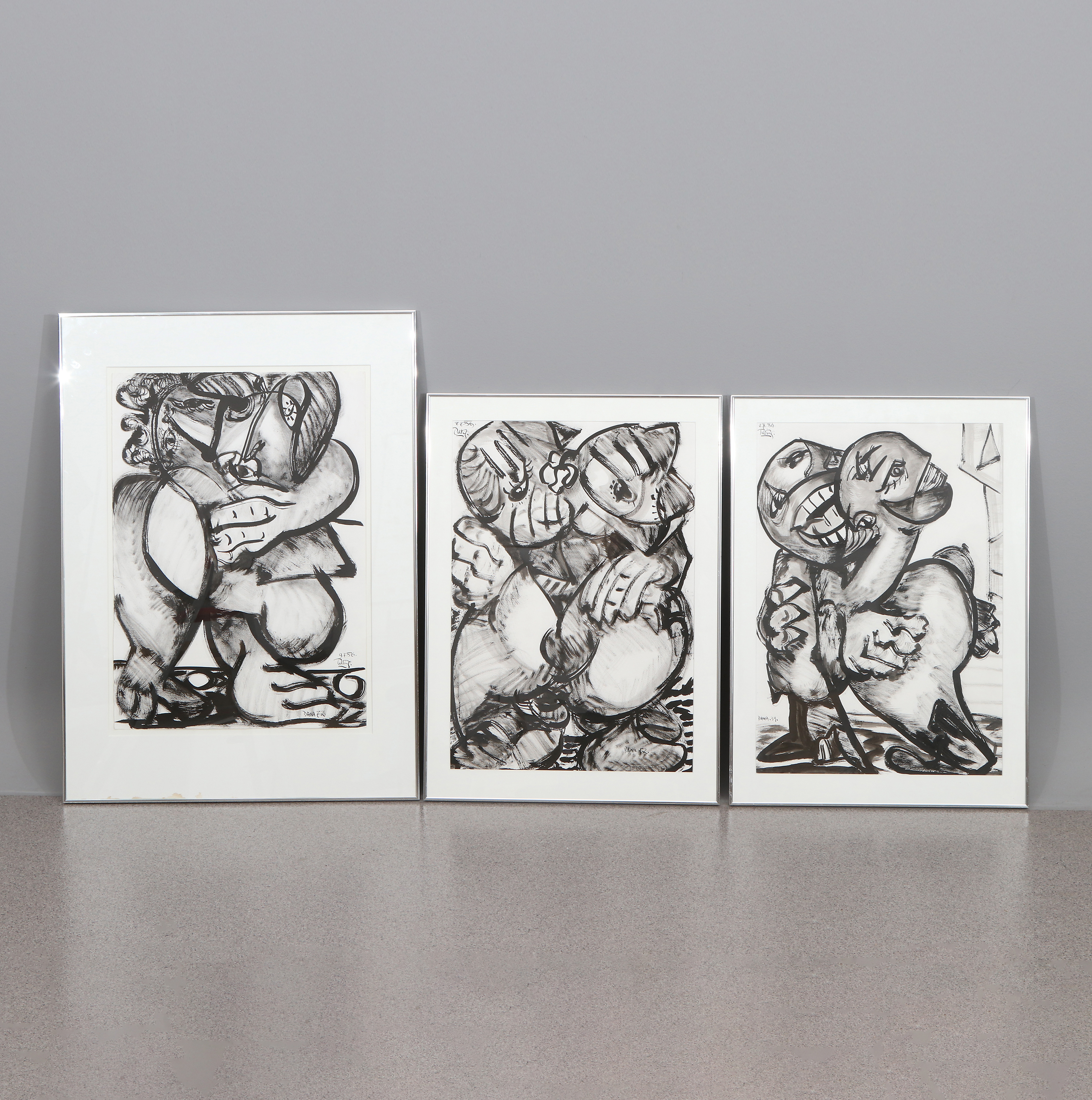 QUINTUS JAN TELTING. Blandtekniker, tre st. Kompositioner. Signerade.