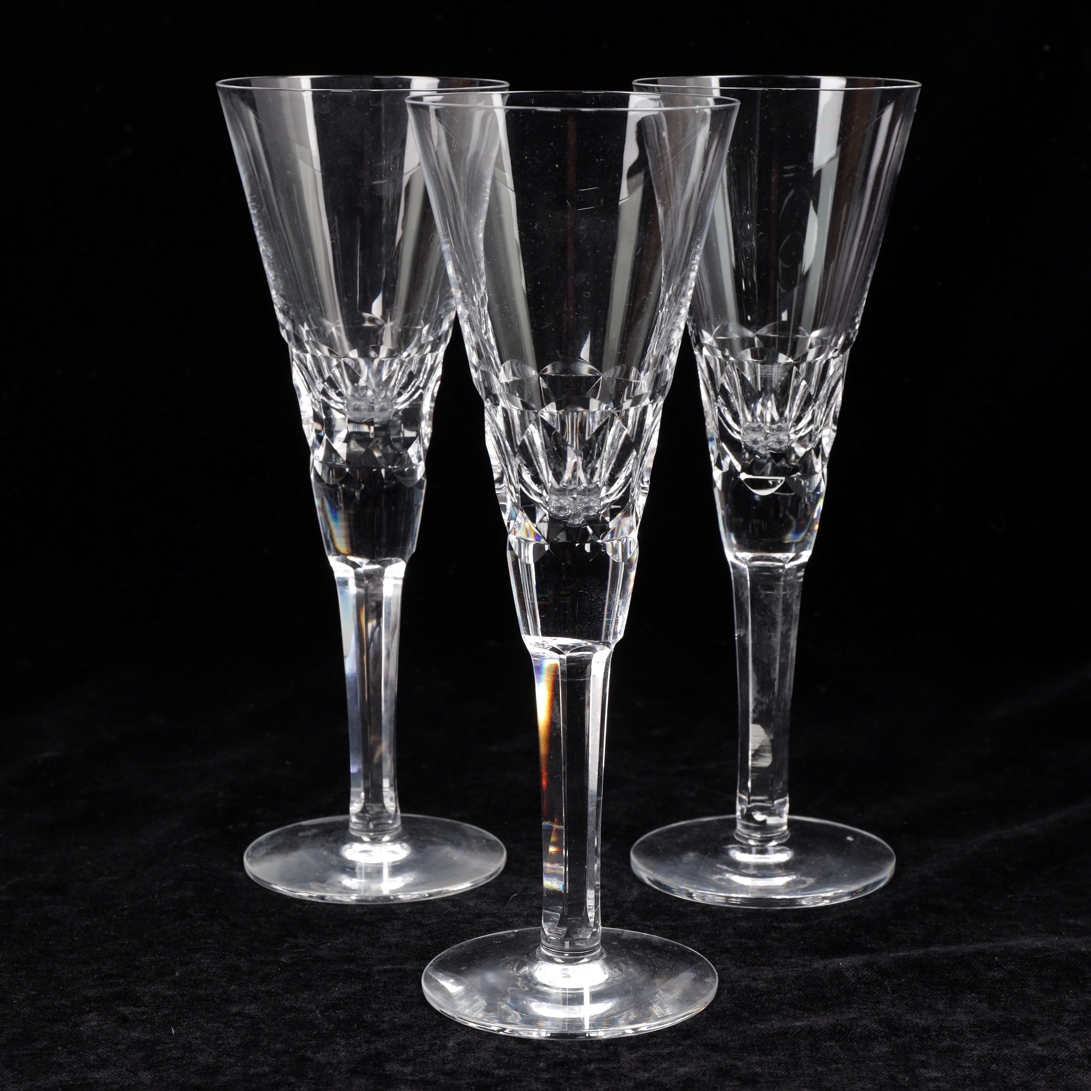CHAMPAGNEGLAS, 3 st, slipade, Kosta, 1900-talets första hälft.
