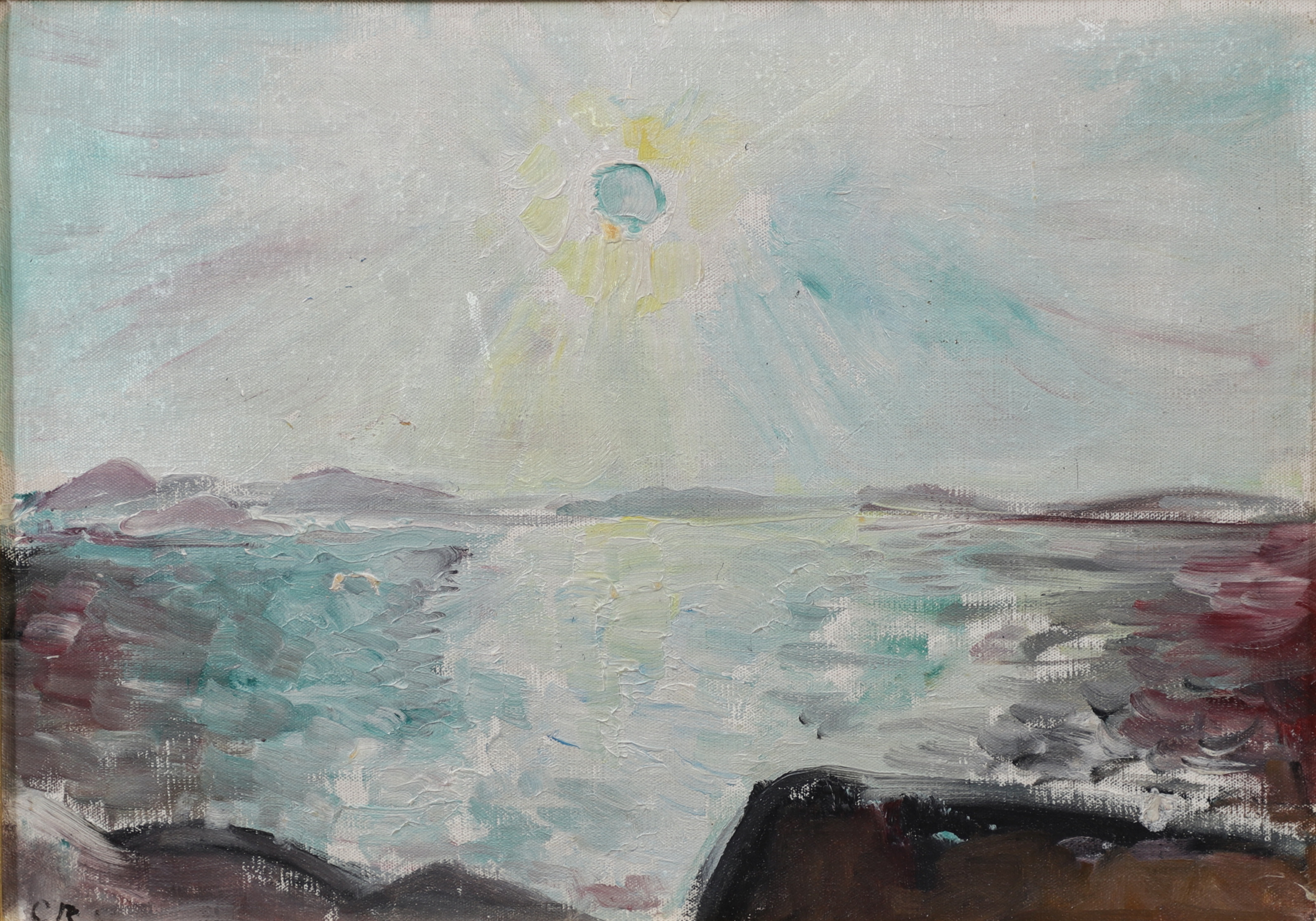 CARL RYD. "Hamburgö", olja på pannå, signerad och daterad a tergo 1918.
