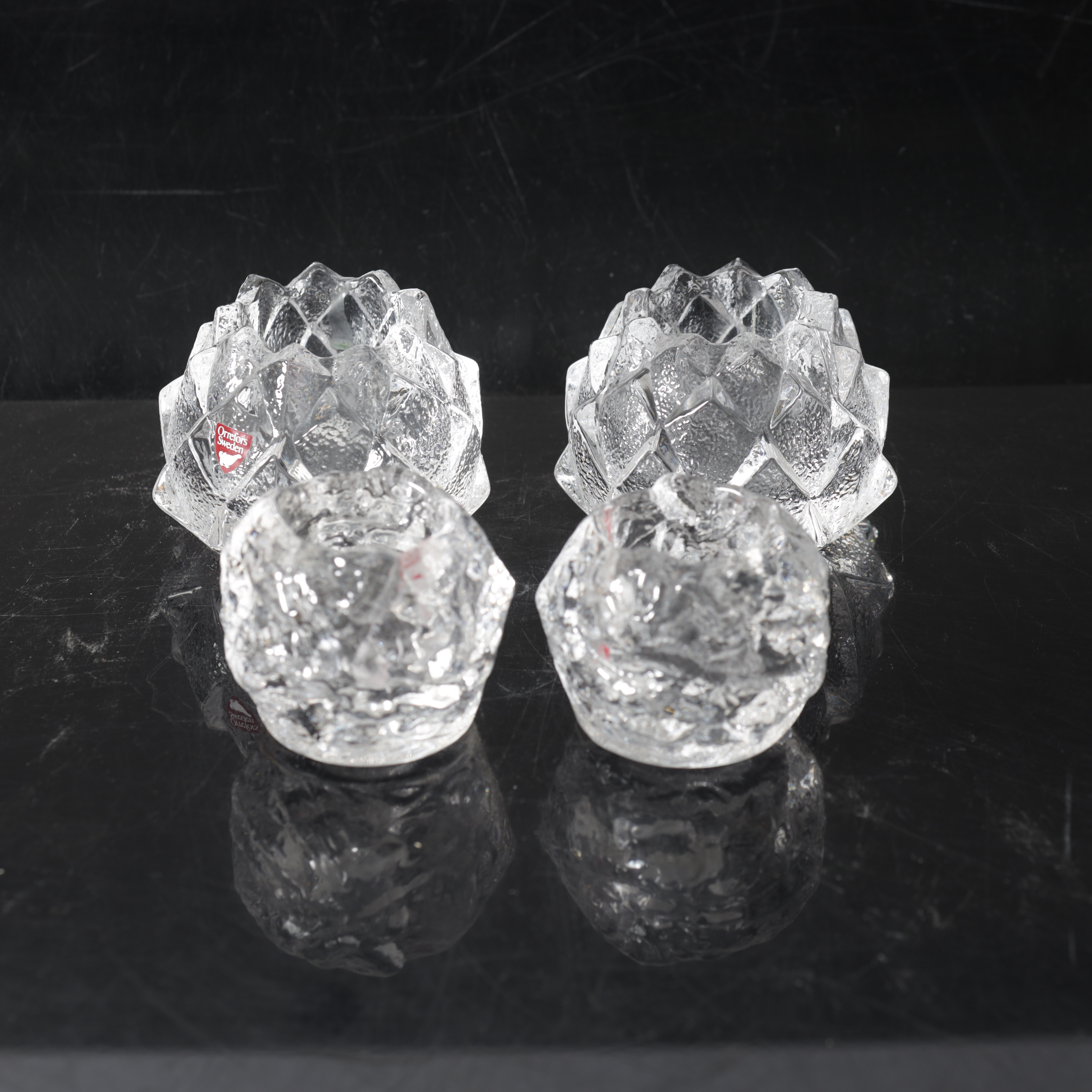 LJUSLYKTOR, två par, glas, delvis Orrefors.