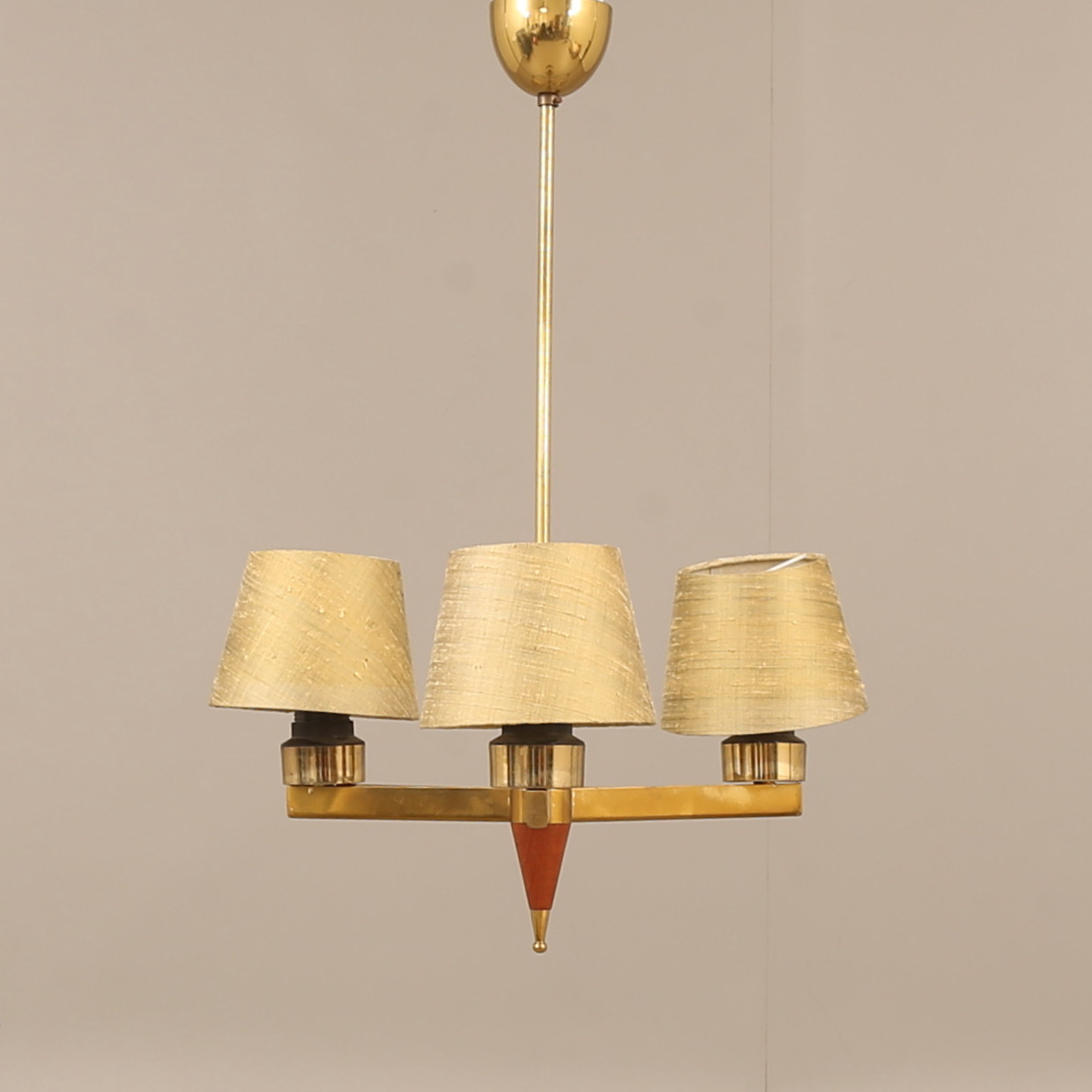 TAKLAMPA, teak och mässing, 1900-talets mitt.