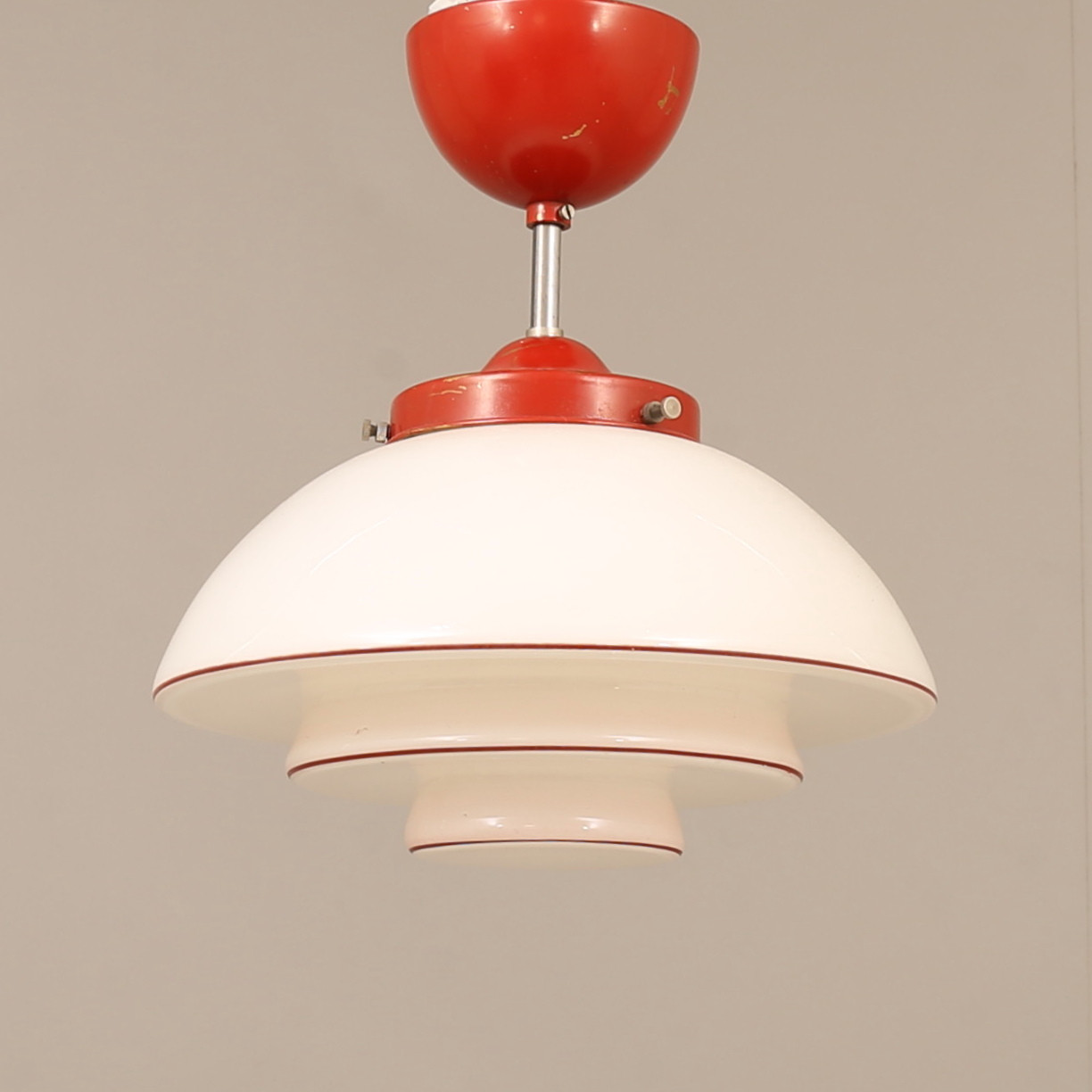 TAKLAMPA, glas och metall, 1900-tal.