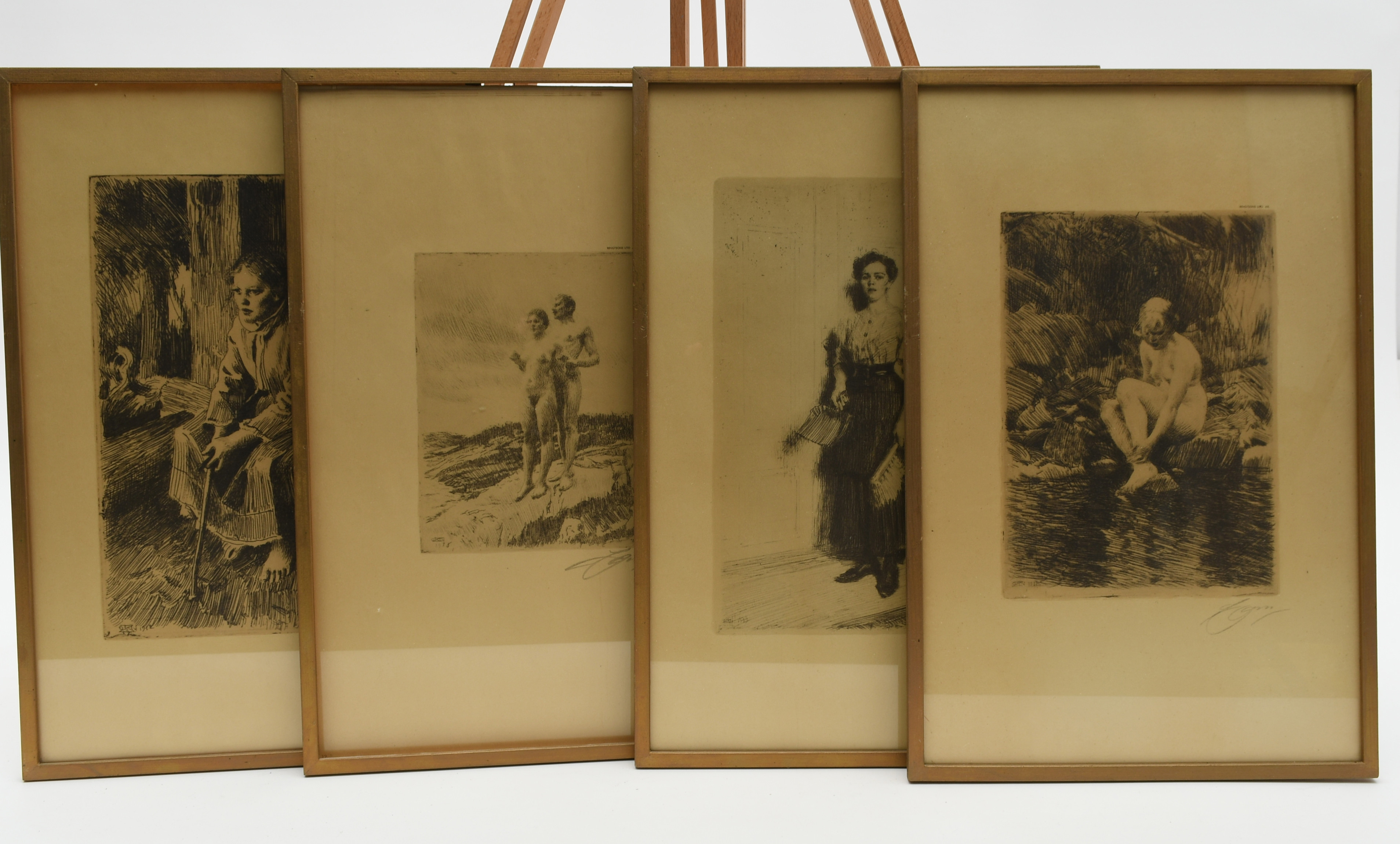 ANDERS ZORN. 4 st litografier. Anders Zorn Bengtsons lito.