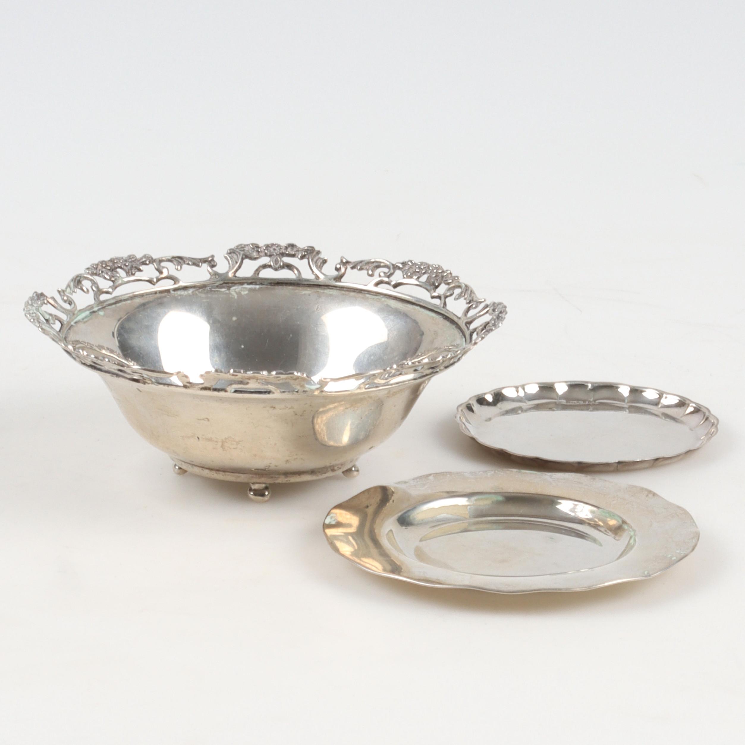 SKÅL och FAT, 3 delar silver, bl.a. Gewe, 1960-tal. Vikt 134 gram.