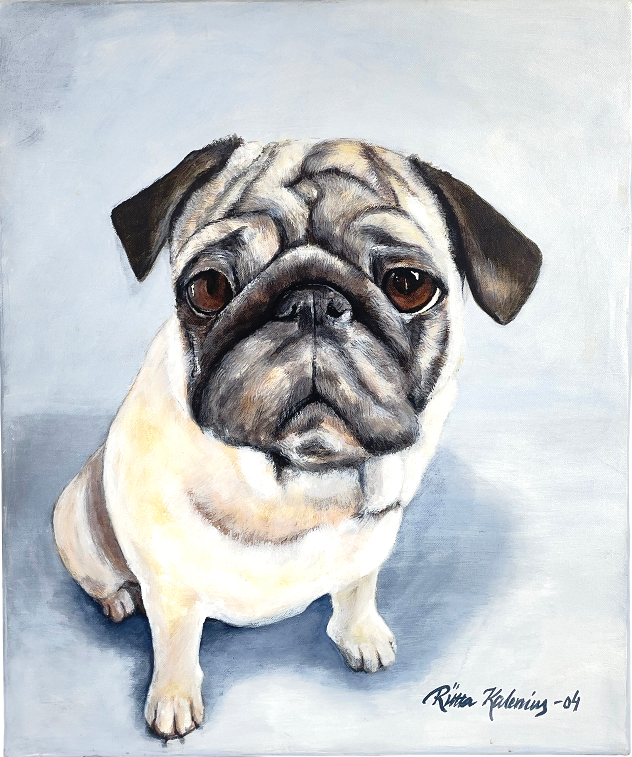 RIITTA KALENIUS (f. 1960), akryl på duk, hundporträtt, signerad samt daterad -04.