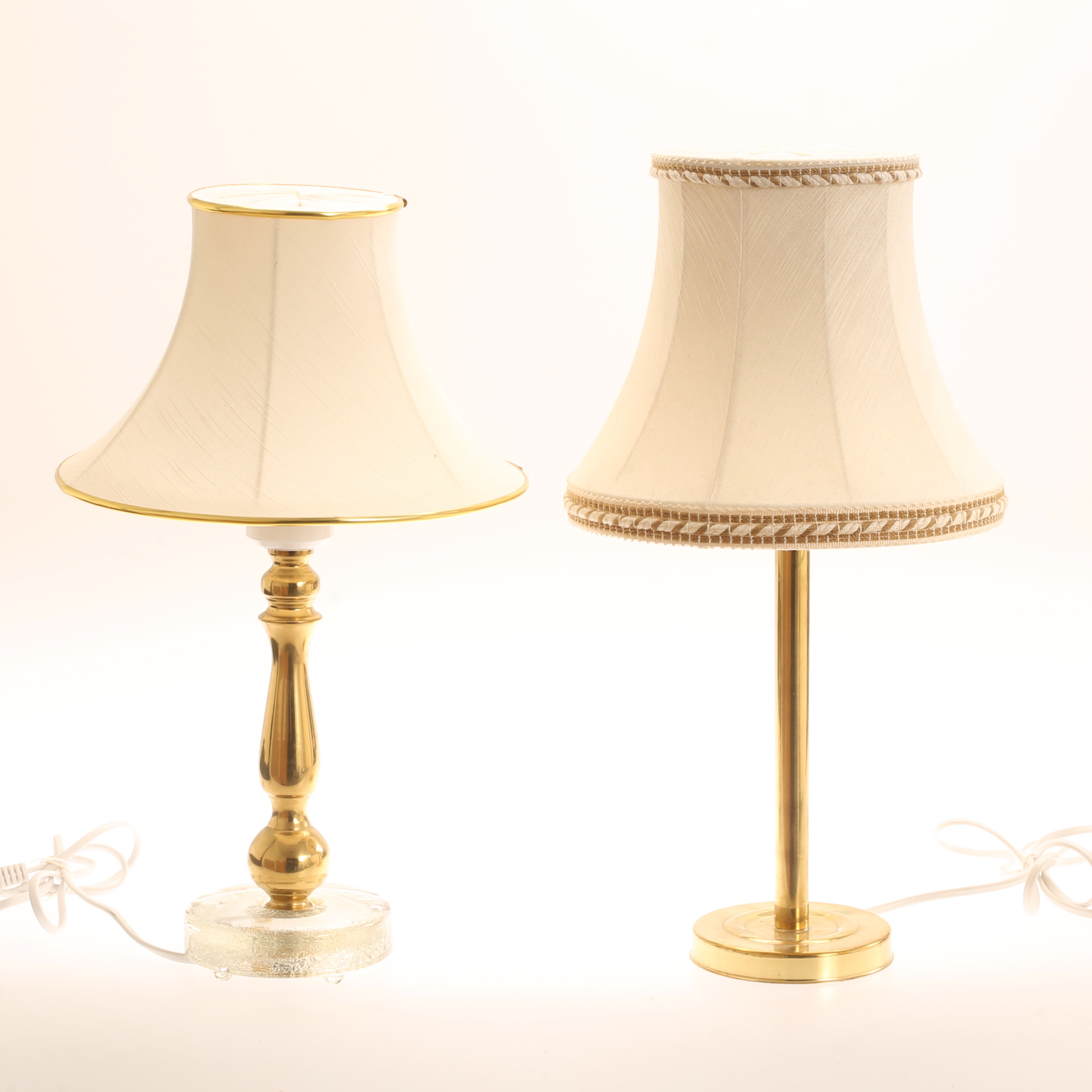 BORDSLAMPOR, 2 stycken, mässing, bl a Randers, Danmark.