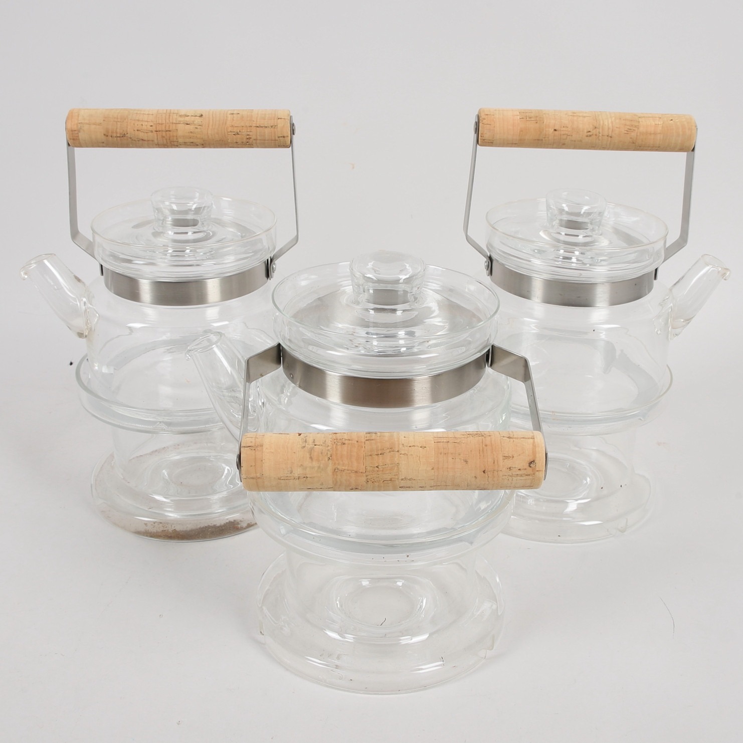 SIGNE PERSSON-MELIN. Tekannor med värmeställ, 3 st, glas, eldfast, Boda Nova.