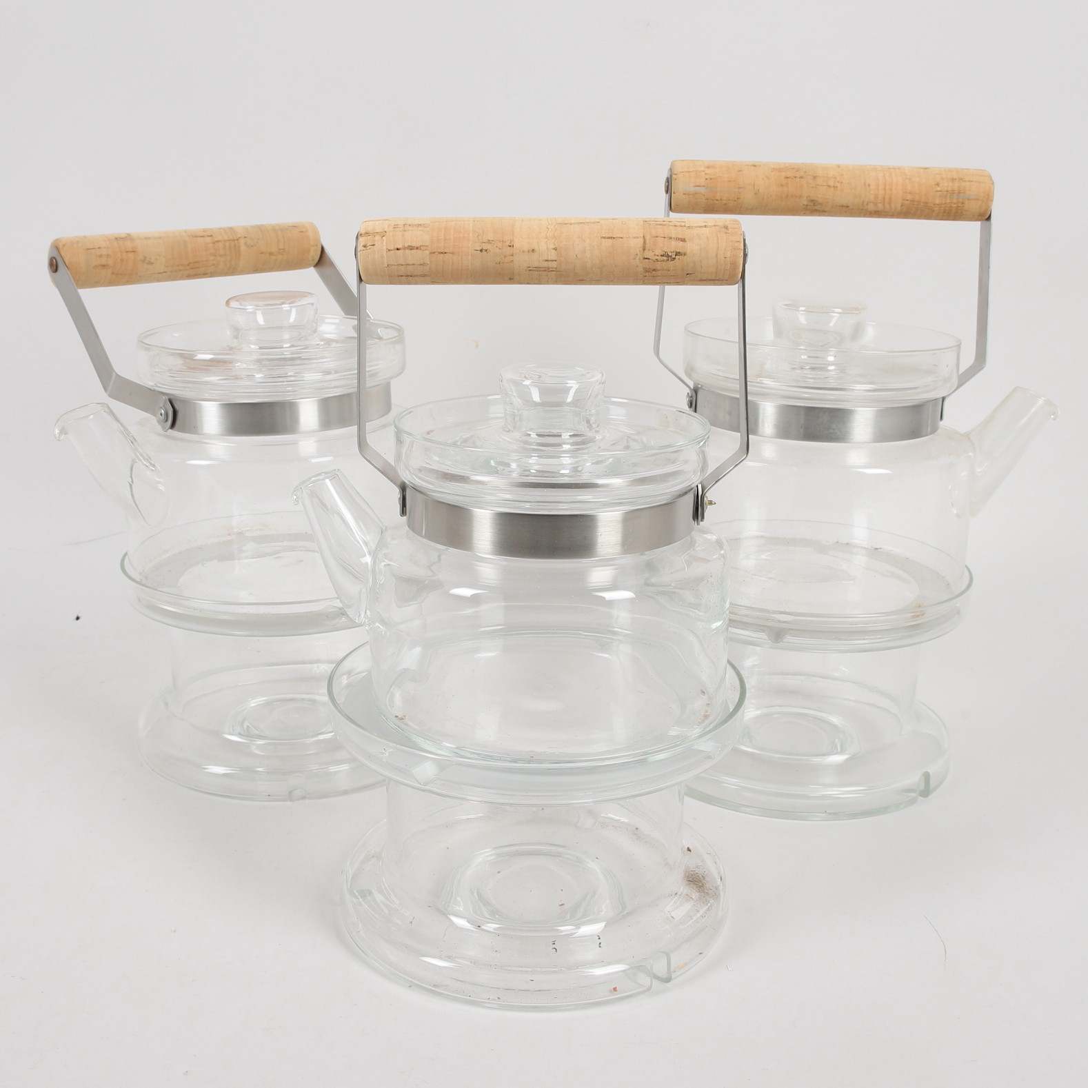 SIGNE PERSSON-MELIN. Tekannor med värmeställ, 3 st, glas, eldfast, Boda Nova.