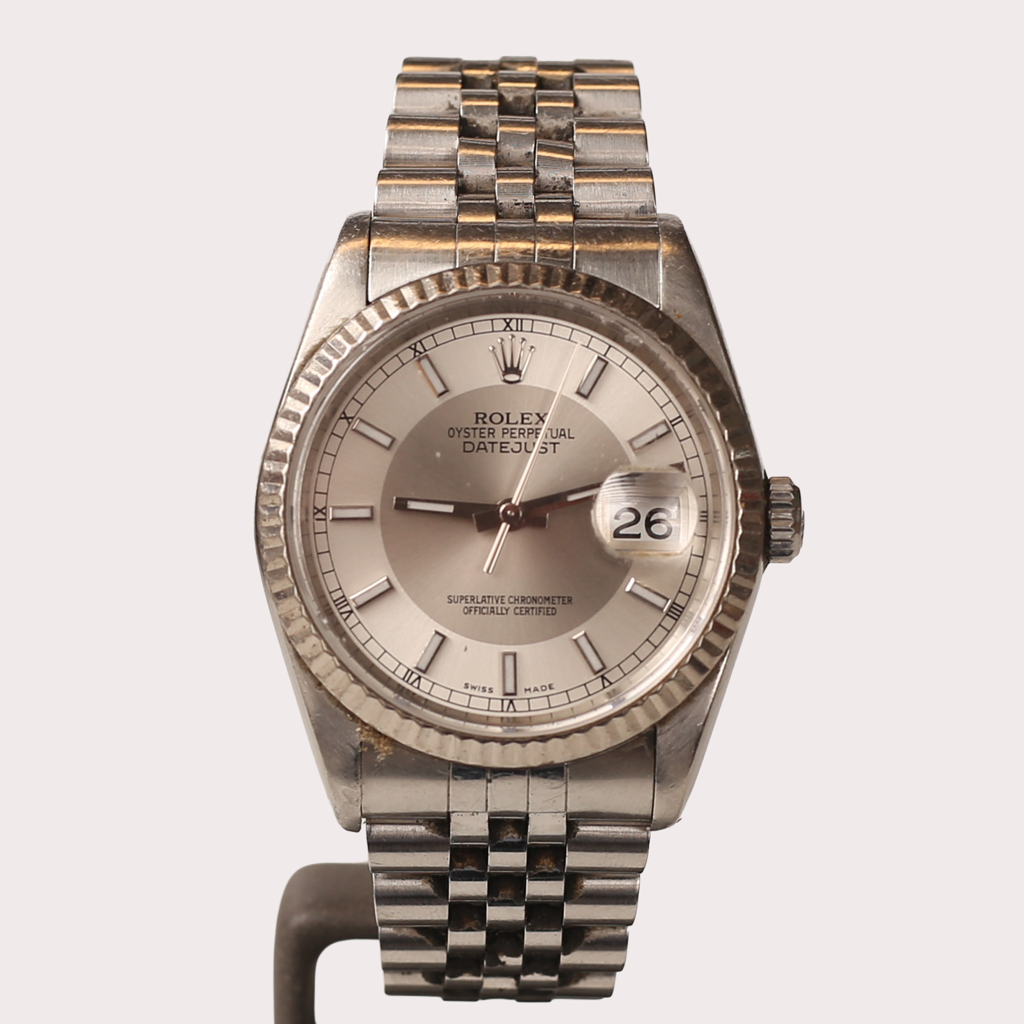 ARMBANDSUR, Rolex Oyster Perpetual, Datejust, stål med bezelring i vitguld, modell nr 16234, ca år 1989.