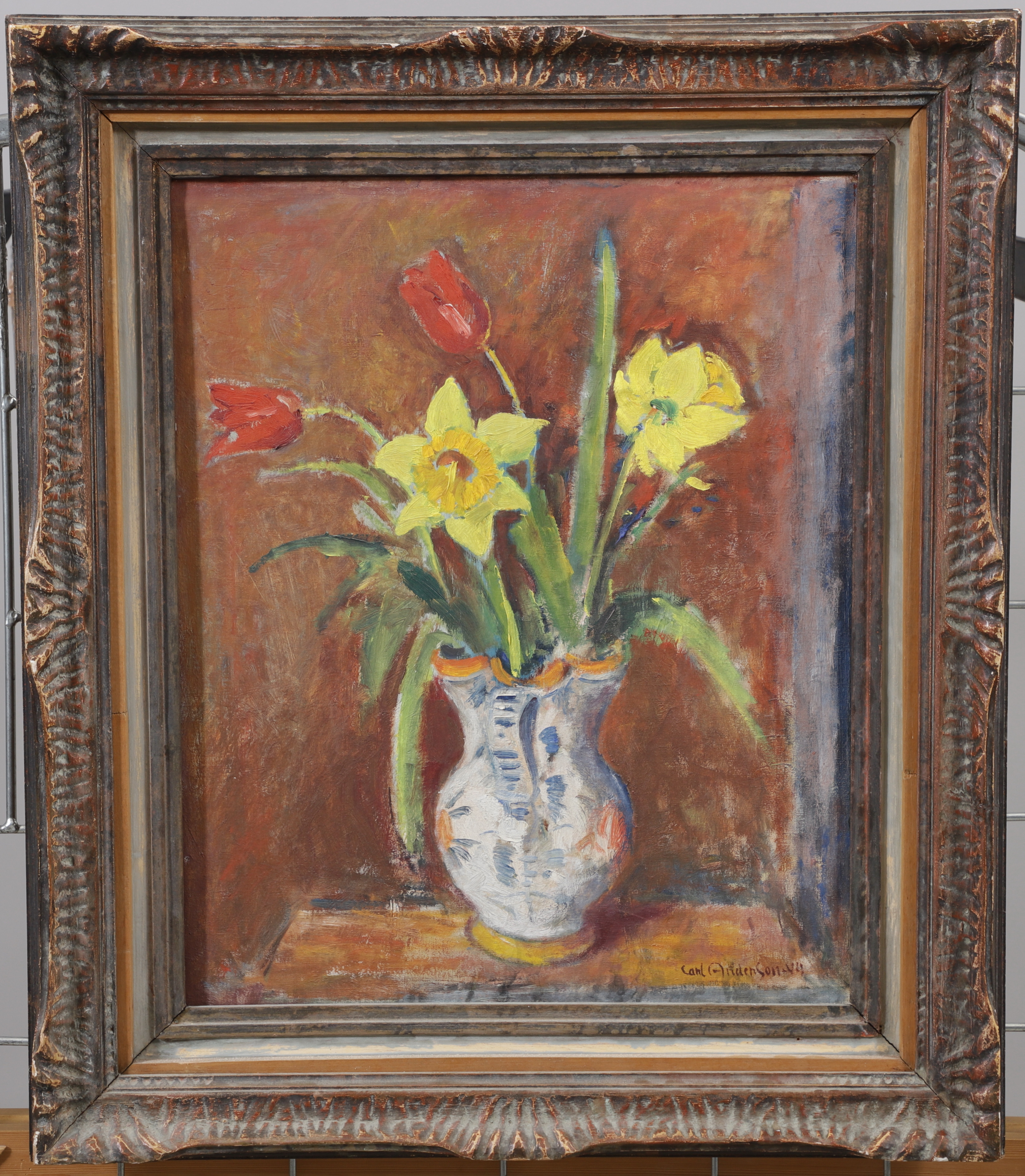 CARL ANDERSON. Blomsterstilleben, olja på duk, signerad och daterad -44.
