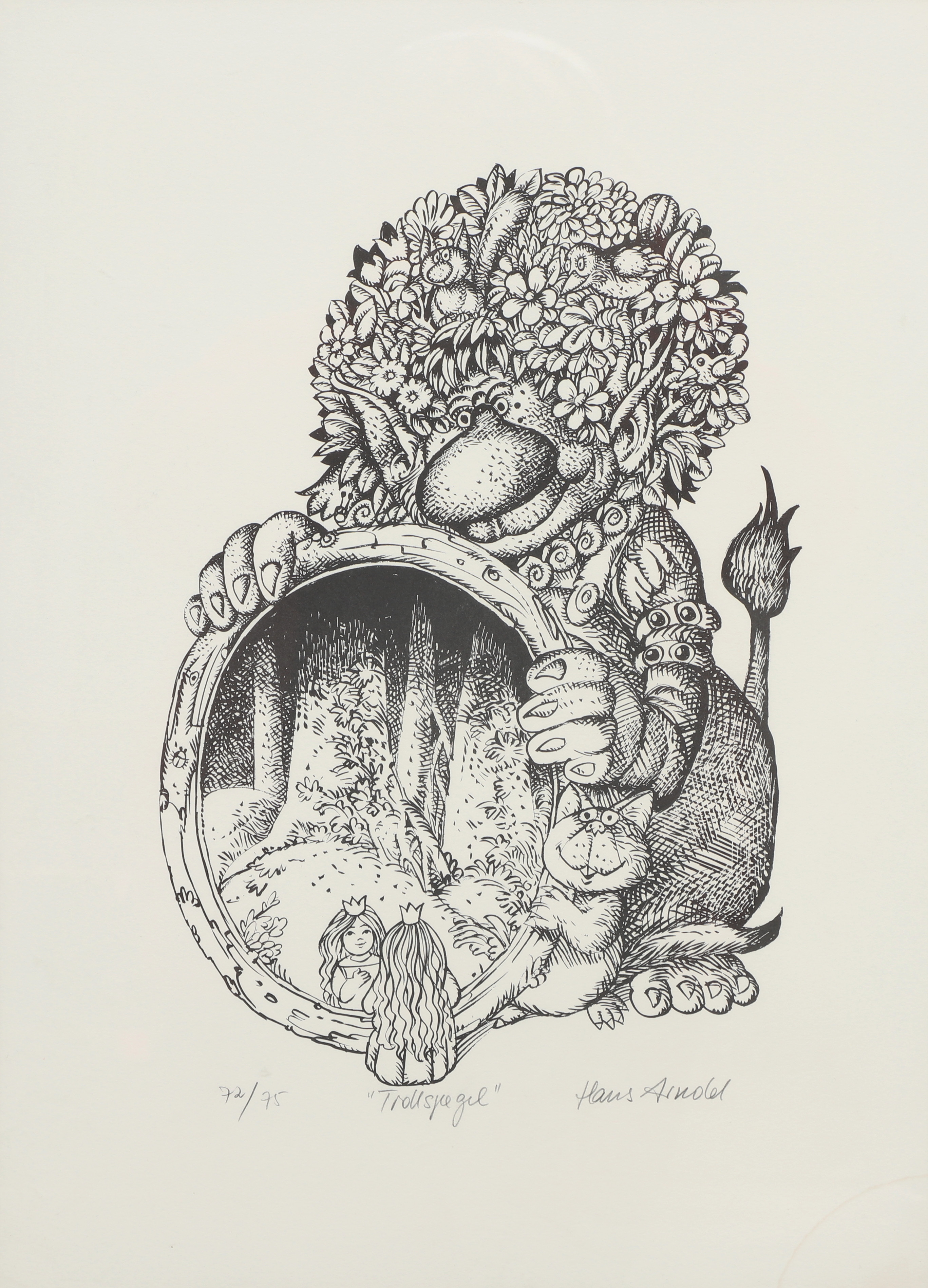 HANS ARNOLD. Litografi, "Trollspegel", signerad, numrerad 72/75.