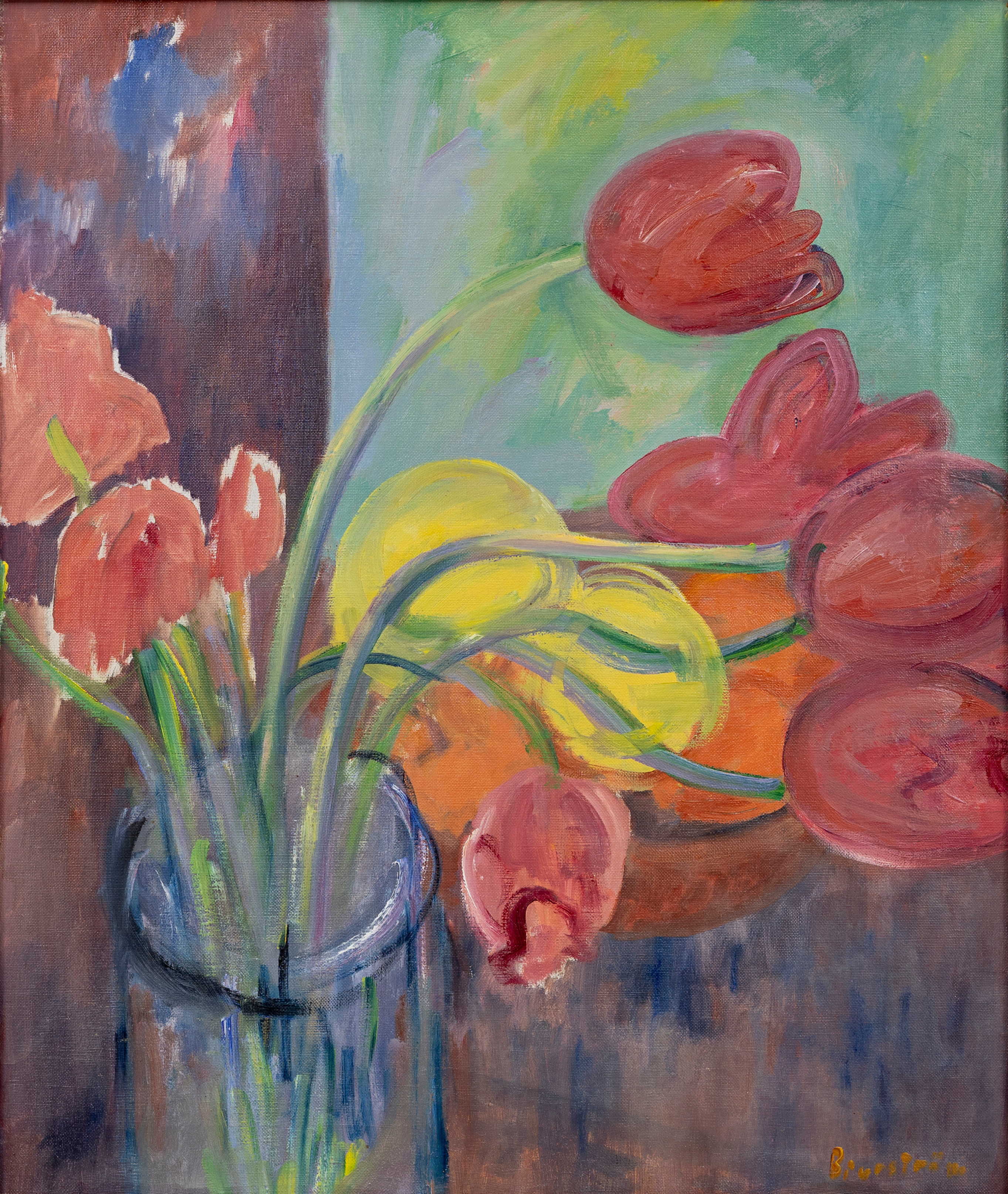 TOR BJURSTRÖM. Blomsterstilleben, olja på duk, signerad.