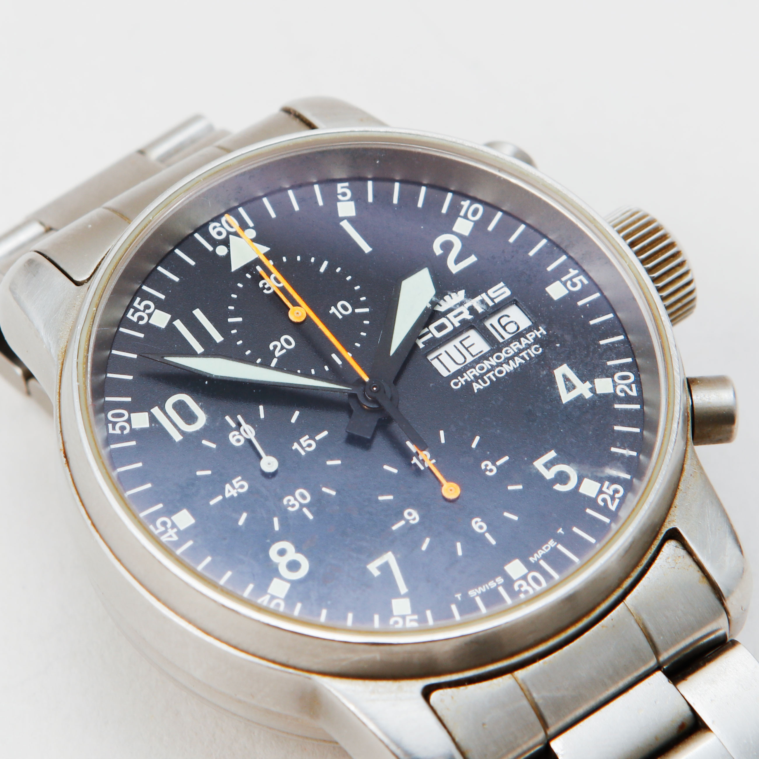 ARMBANDSUR, Fortis, Chronograph, stål, automatisk.