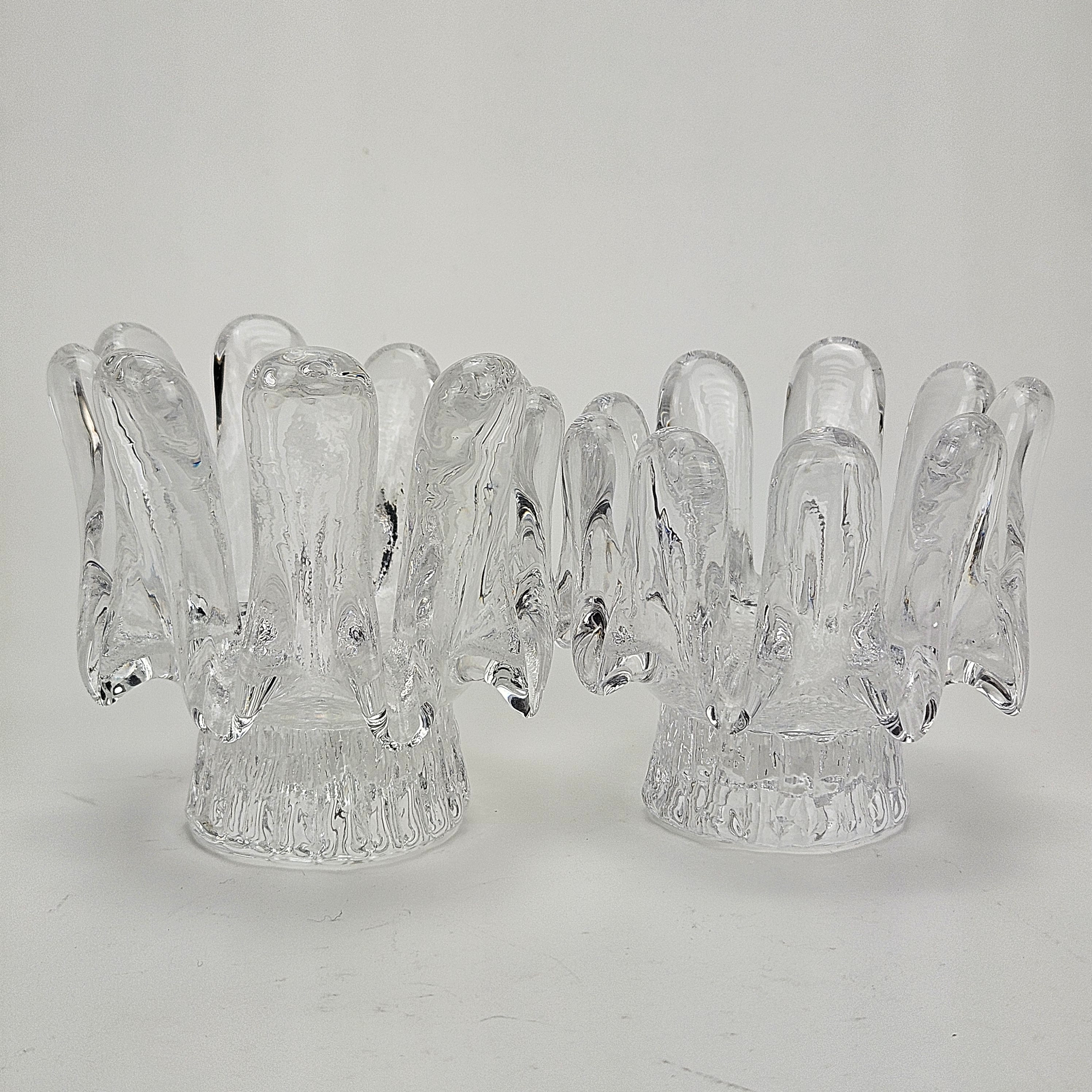 GÖRAN WÄRFF. Ljuslyktor, 2 st, glas, "Solros", Kosta Boda, formgivna 1974.