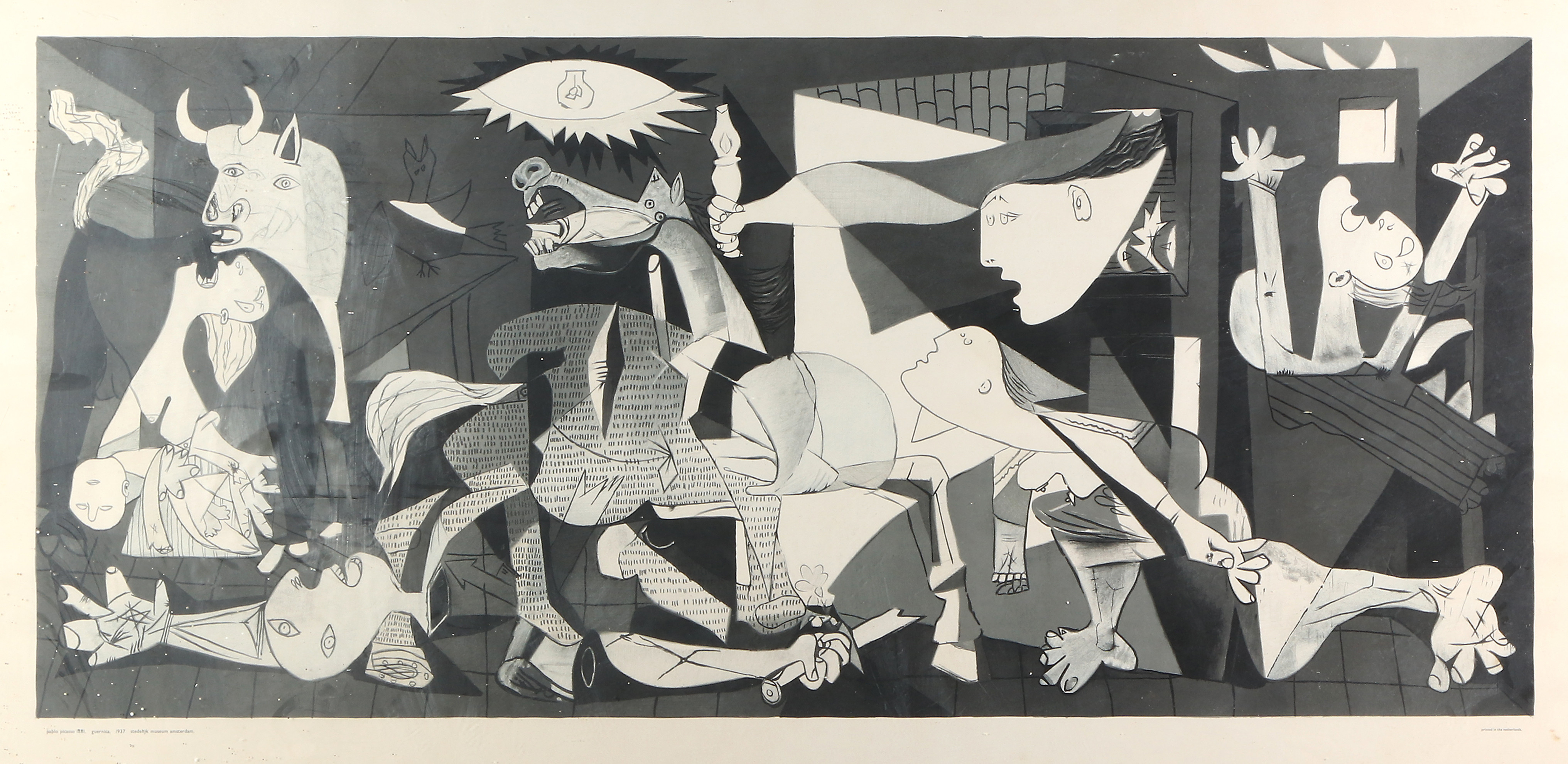 PABLO PICASSO. EFTER. Litografiskt tryck. "Guernica". Stedelijk Museum, Amsterdam.