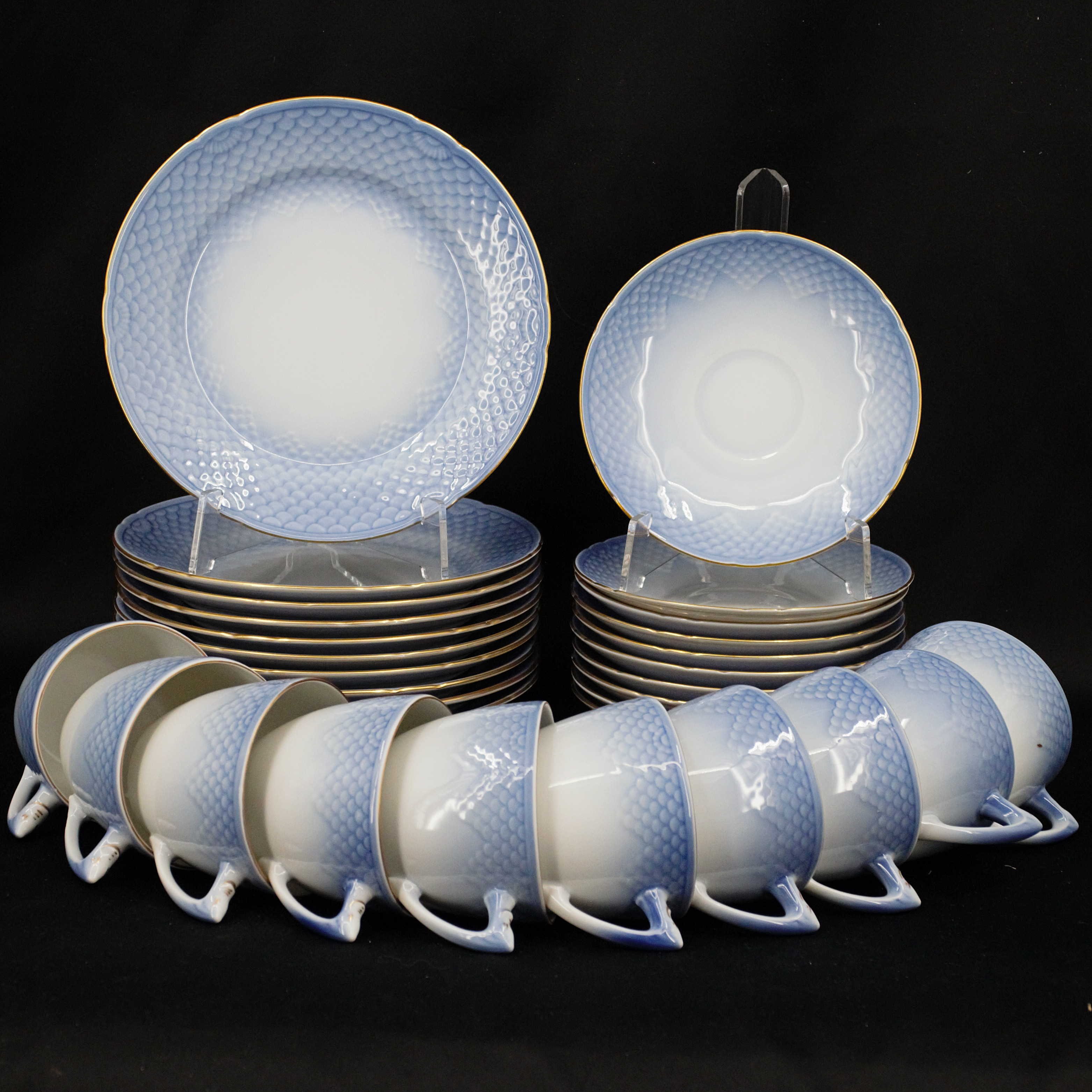 KAFFESERVIS, 30 delar, "Blå ton", porslin, Bing & Gröndal, Danmark.