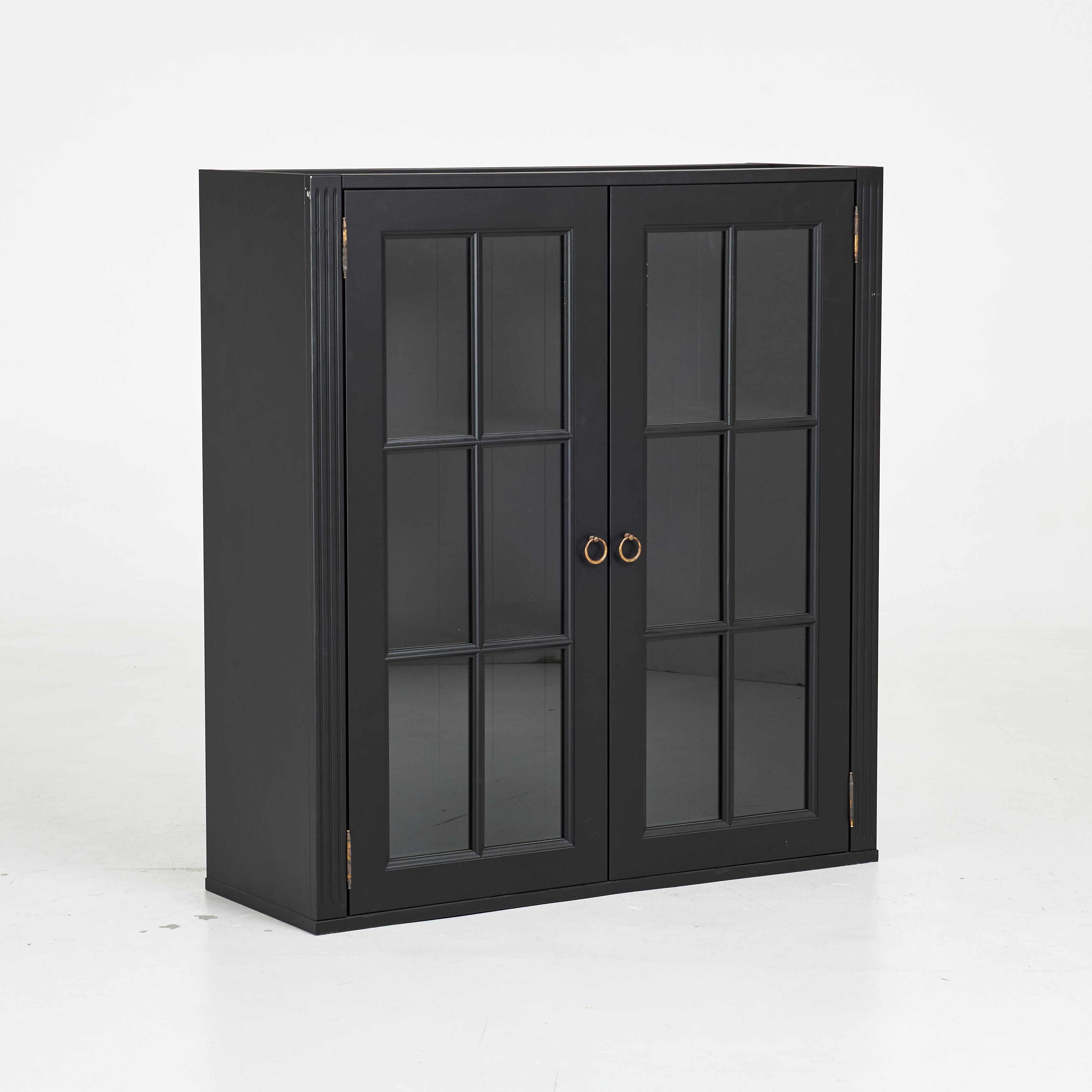 VITRINSKÅP, vägghängd alt. för golv, modell "Stockholm", Englesson, svartlackerad.