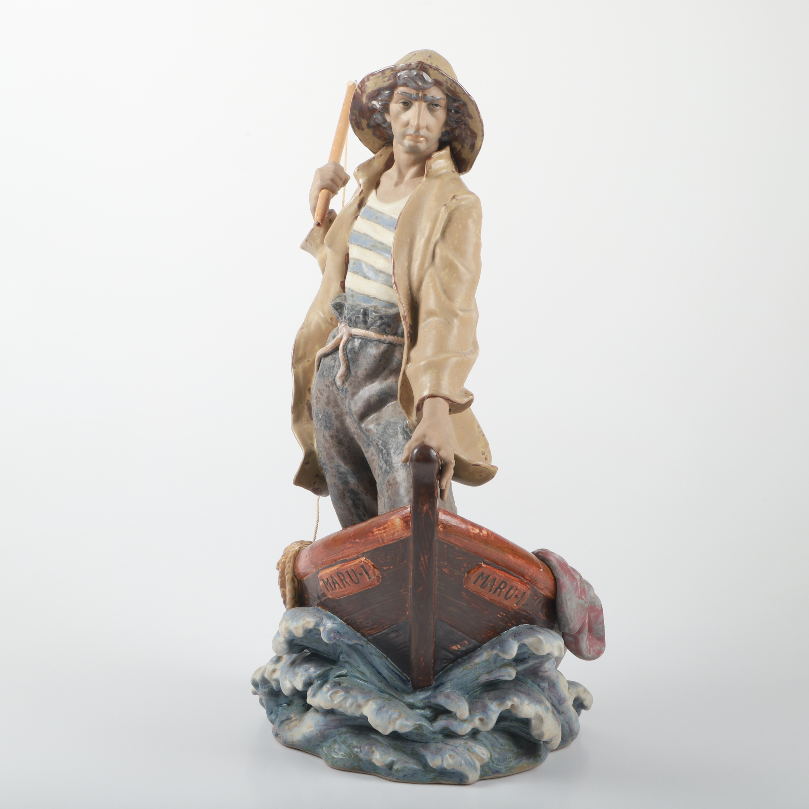 FIGURIN, fiskare, porslin, Lladro, Spanien.