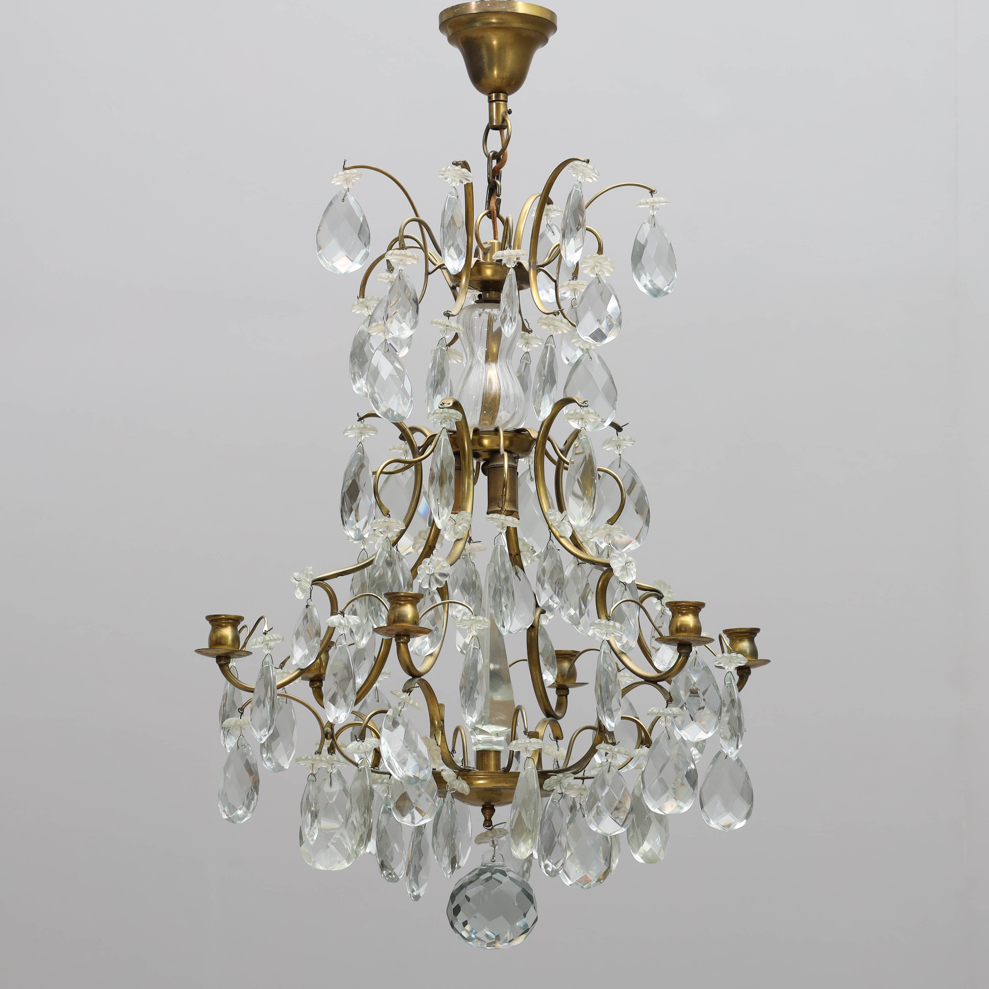 LJUSKRONA, prismor i glas, barock stil, 1900-tal.