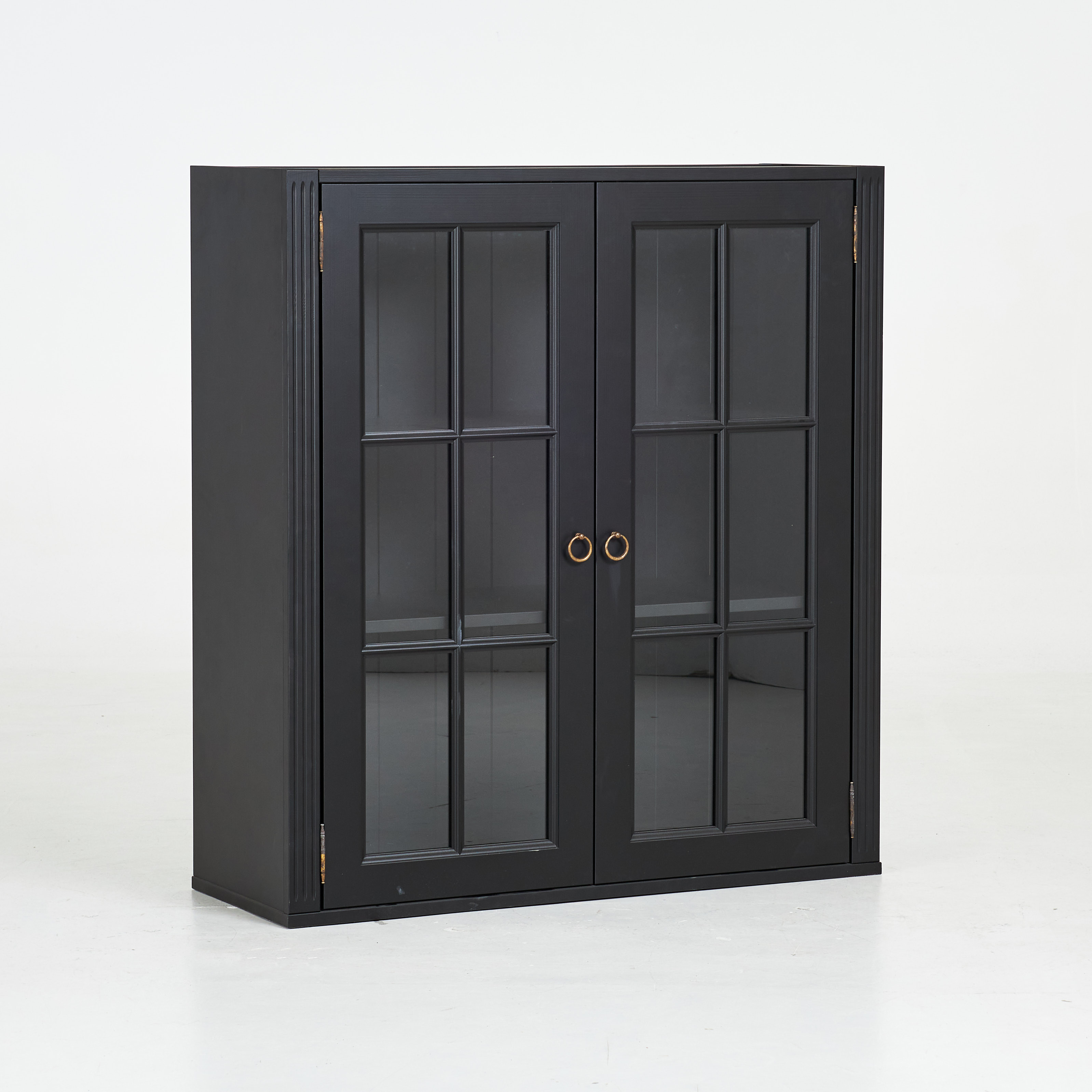 VITRINSKÅP, vägghängd alt. för golv, modell "Stockholm", Englesson, svartlackerad.