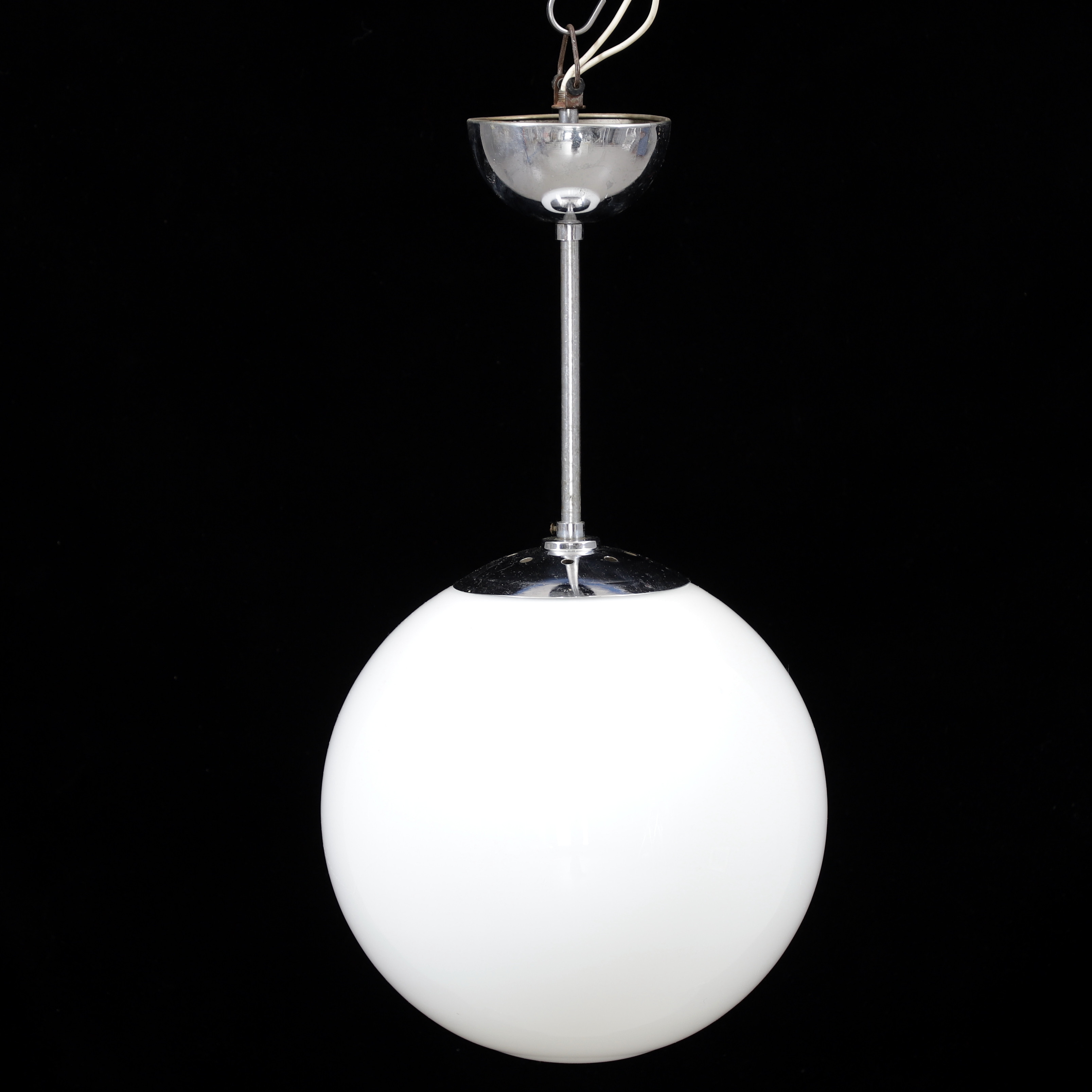 TAKLAMPA, glas/metall, 1950-tal.