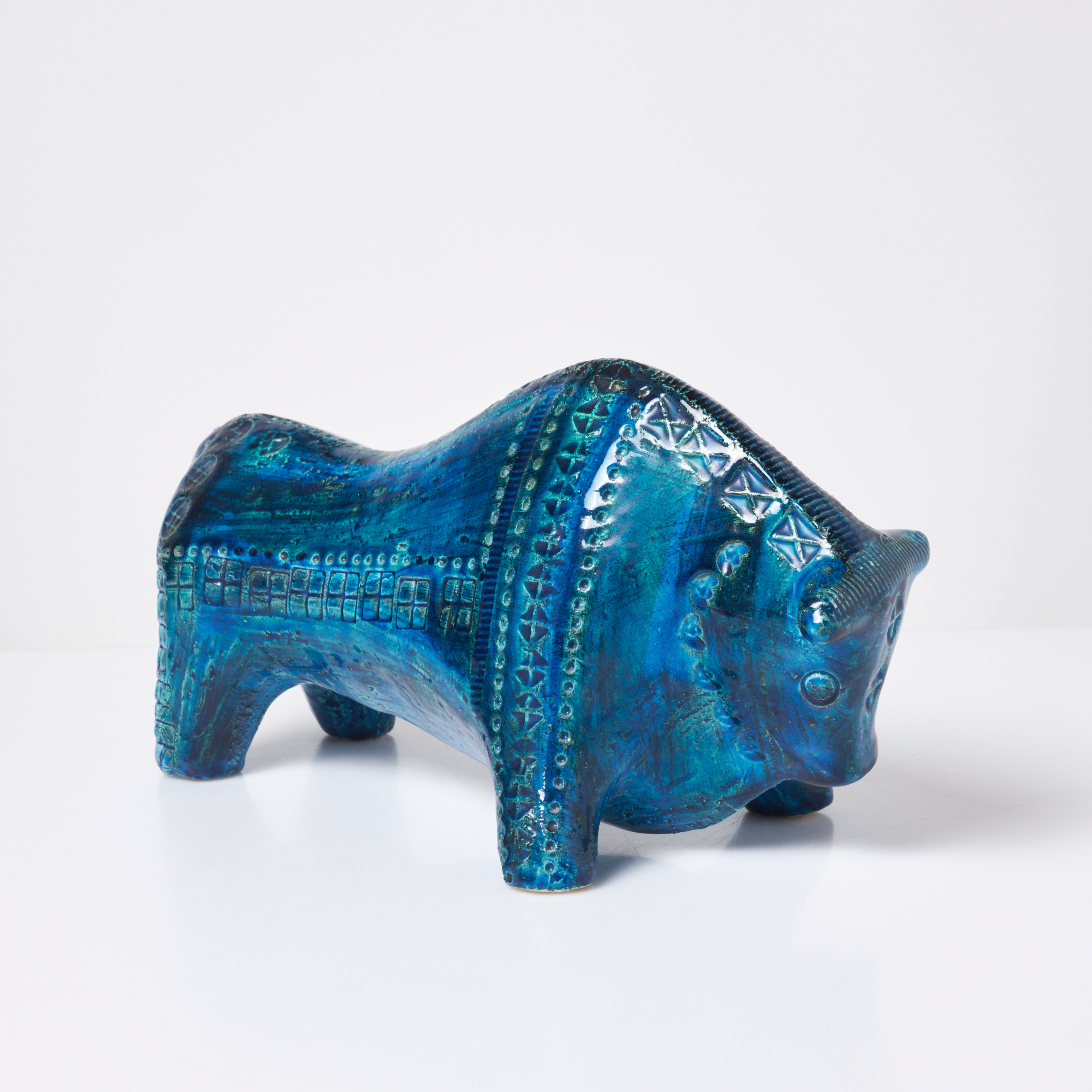 ALDO LONDI. "Rimini Blu", figurin, glaserat stengods, pressad dekor, Bitossi, Italien, 1970-tal.