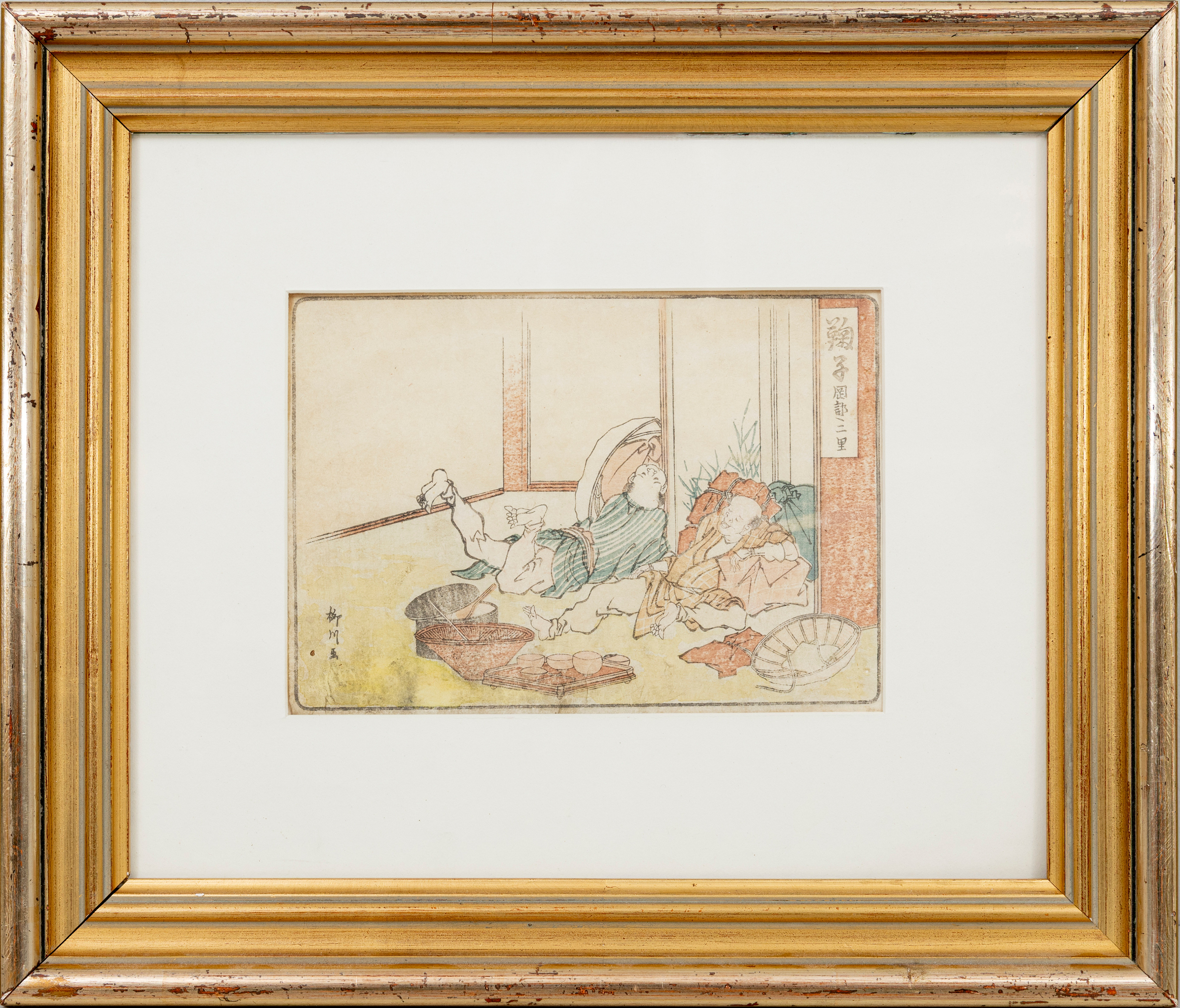 YANAGAWA SHIGENOBU (1787-1832). "Kiku Ko" träsnitt, Edoperiod 1800-talets första hälft.