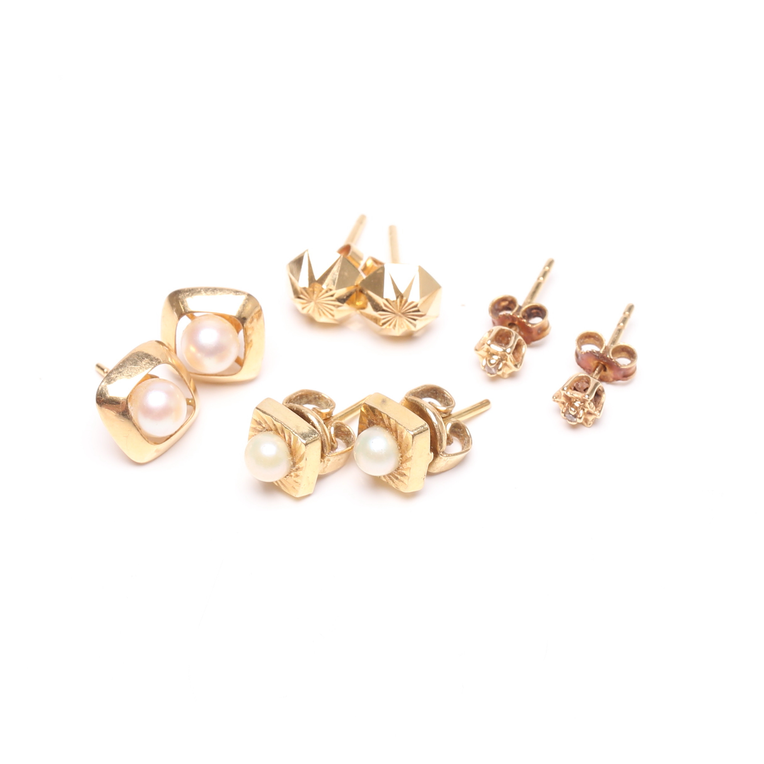 ÖRHÄNGEN, 4 st, 18k guld, total vikt ca 4,9 gram.